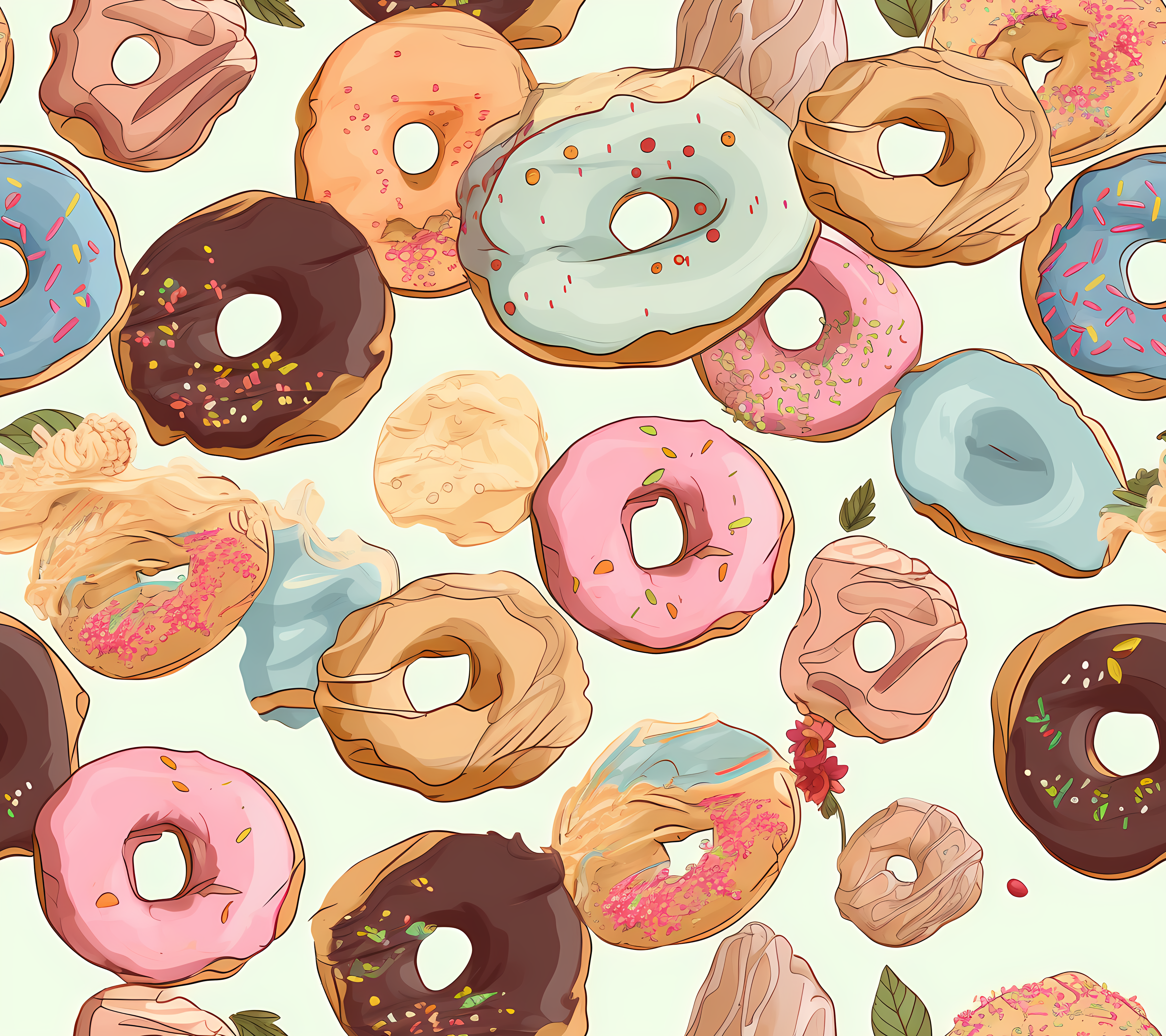 Donut seamless pattern on a light color background #29649