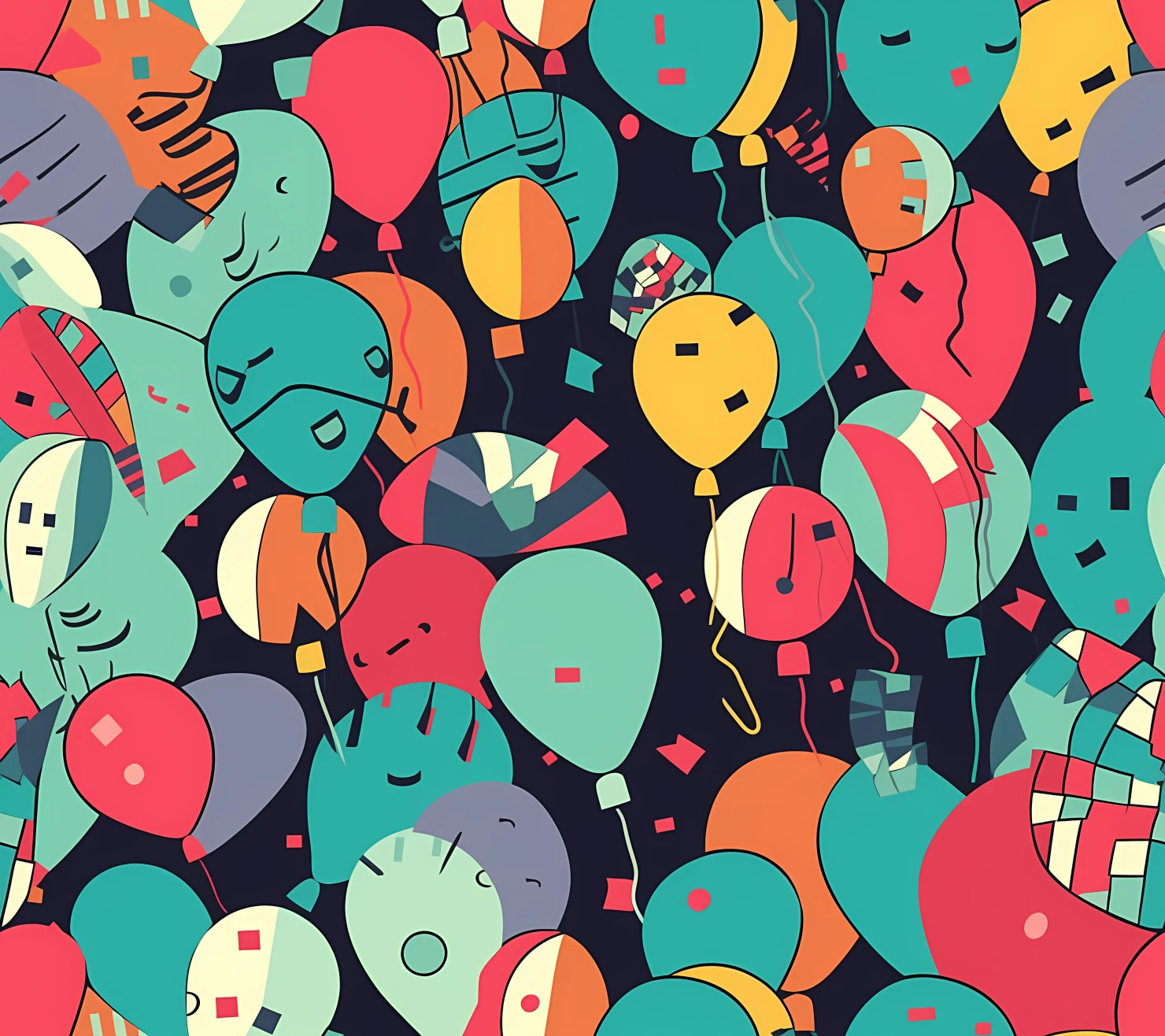 Balloons and gifts seamless pattern on a light color background #29223