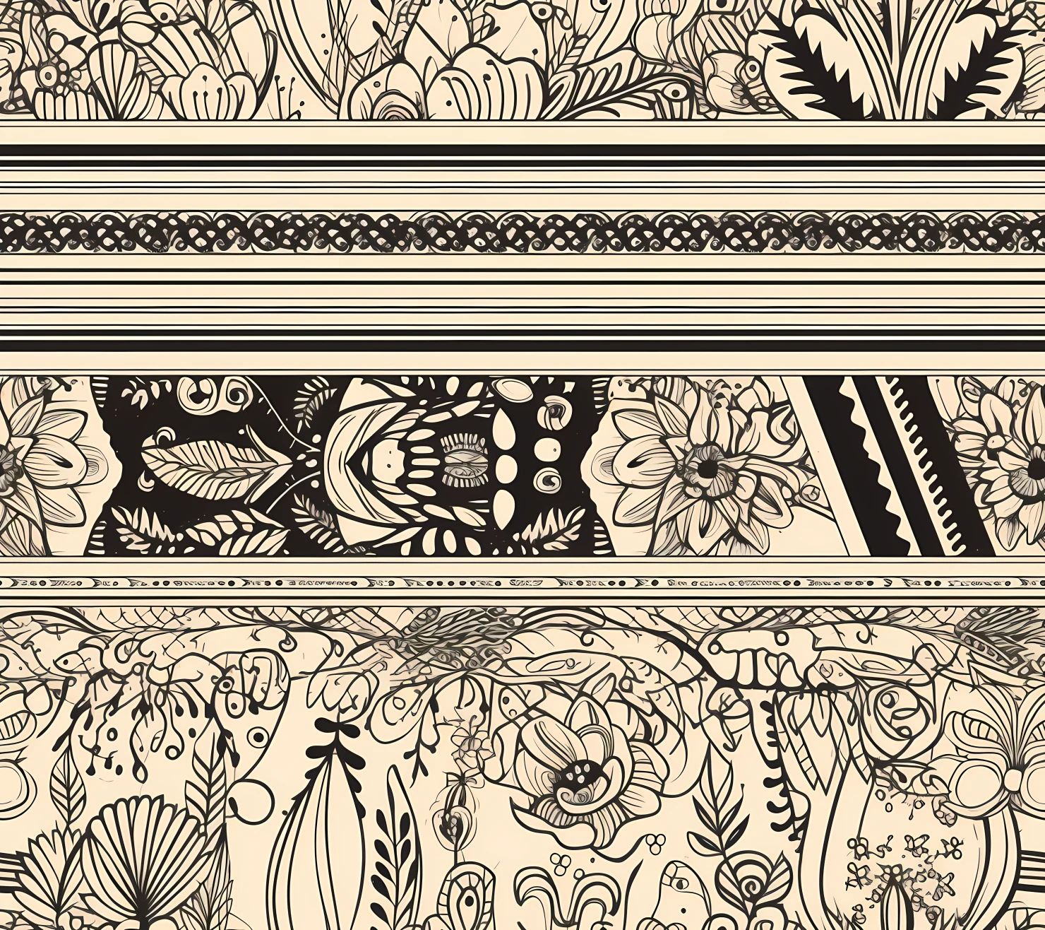 Black and ivory boho seamless pattern on a light color background #29229