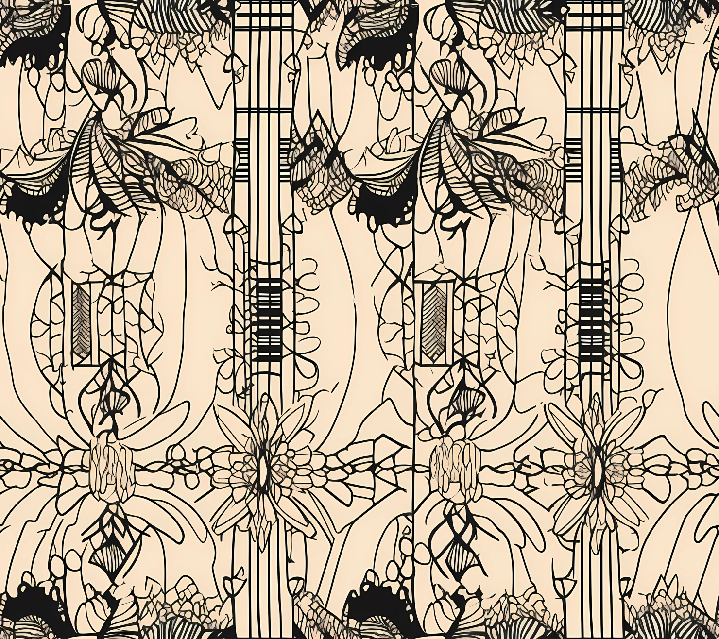 Black and ivory boho seamless pattern on a light color background #29230