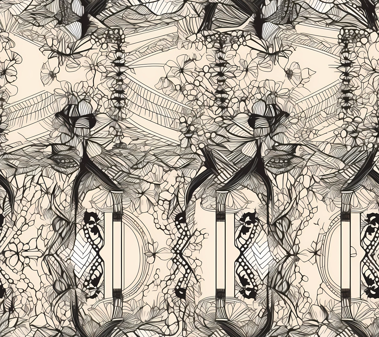 Black and ivory boho seamless pattern on a light color background #29232