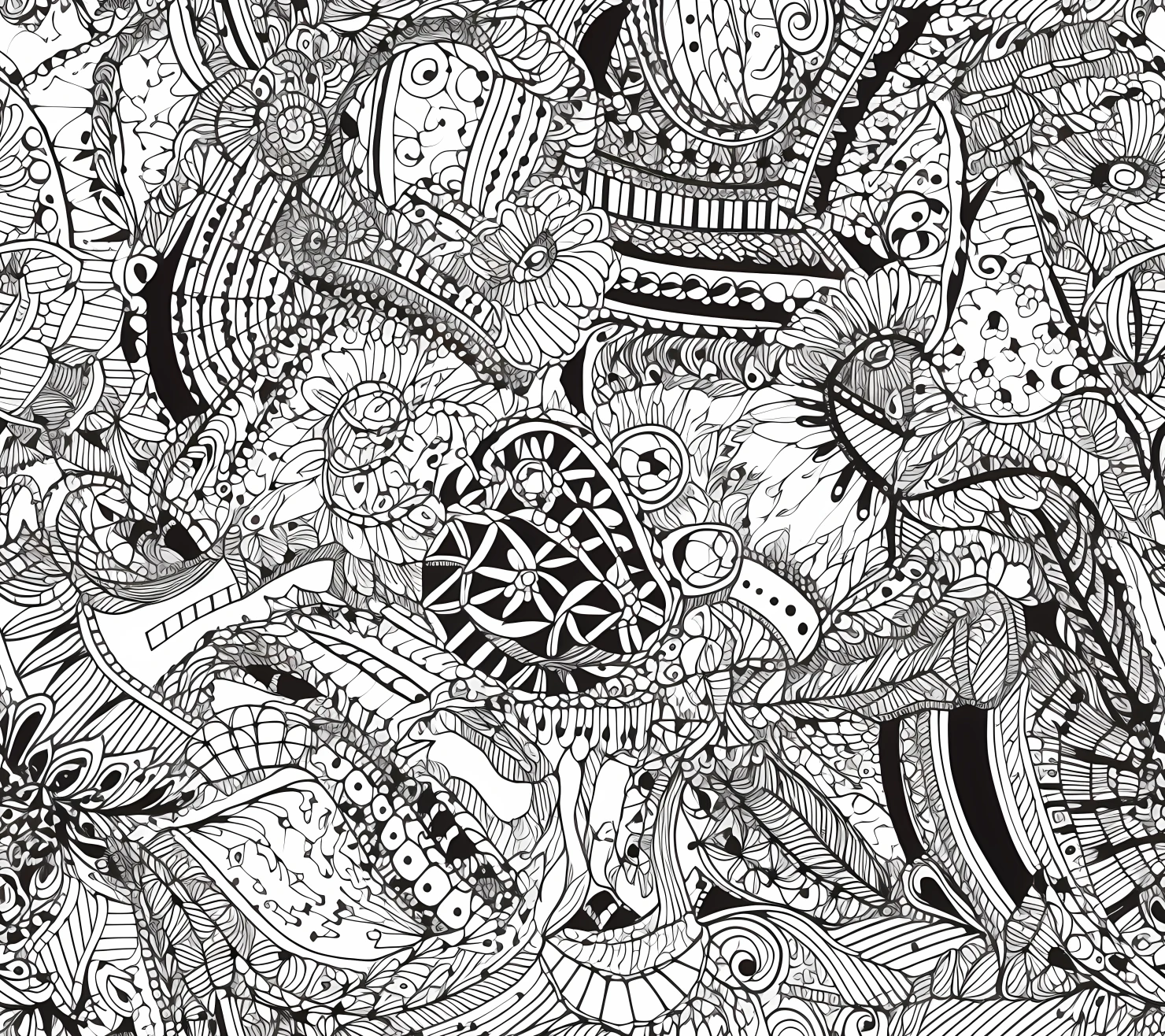 Black and white doodle boho seamless pattern on a light color background #29233