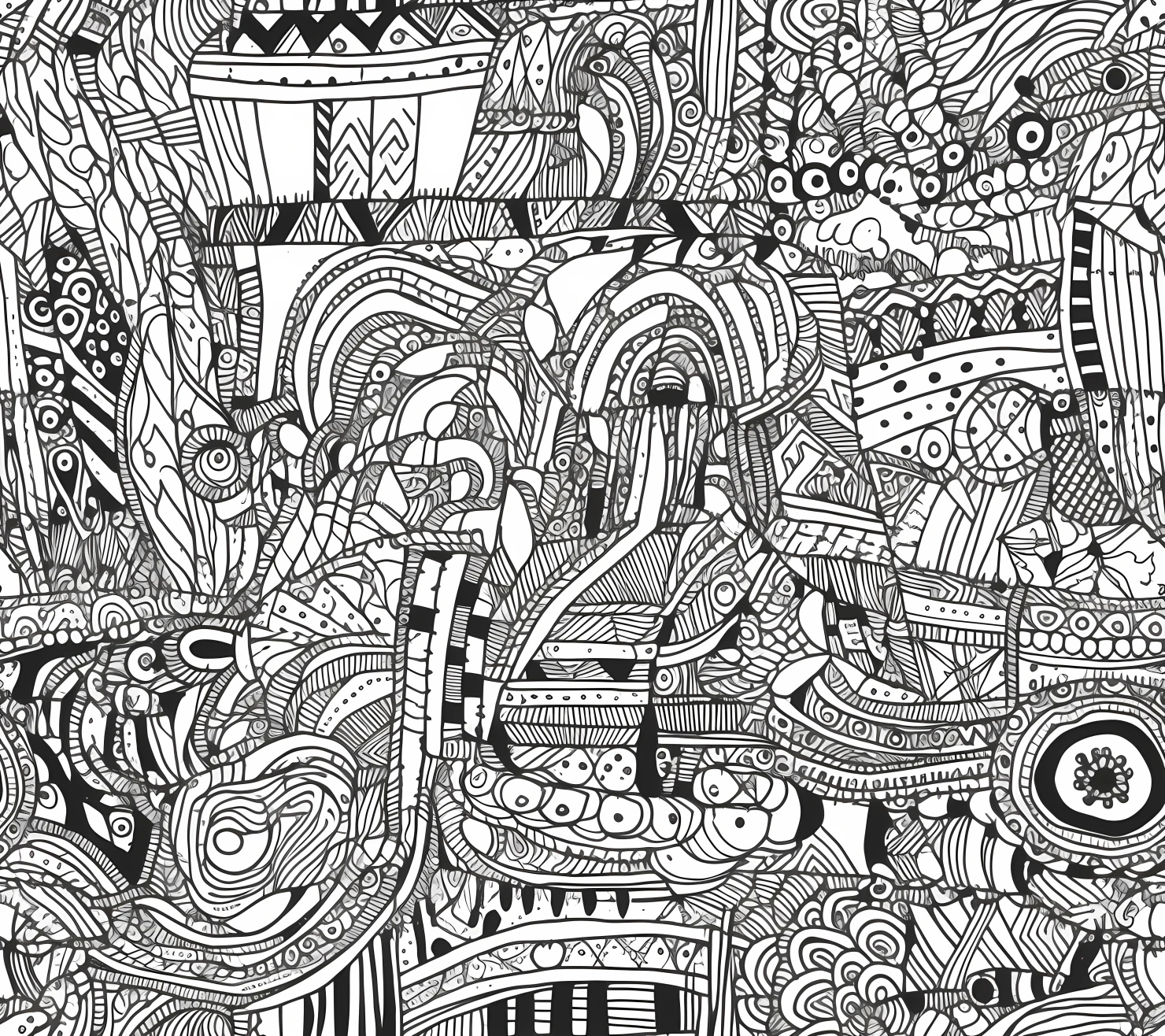 Black and white doodle boho seamless pattern on a light color background #29234