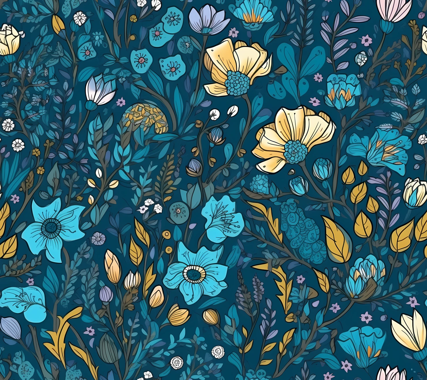 Blue flowers seamless pattern seamless pattern on a background #29239