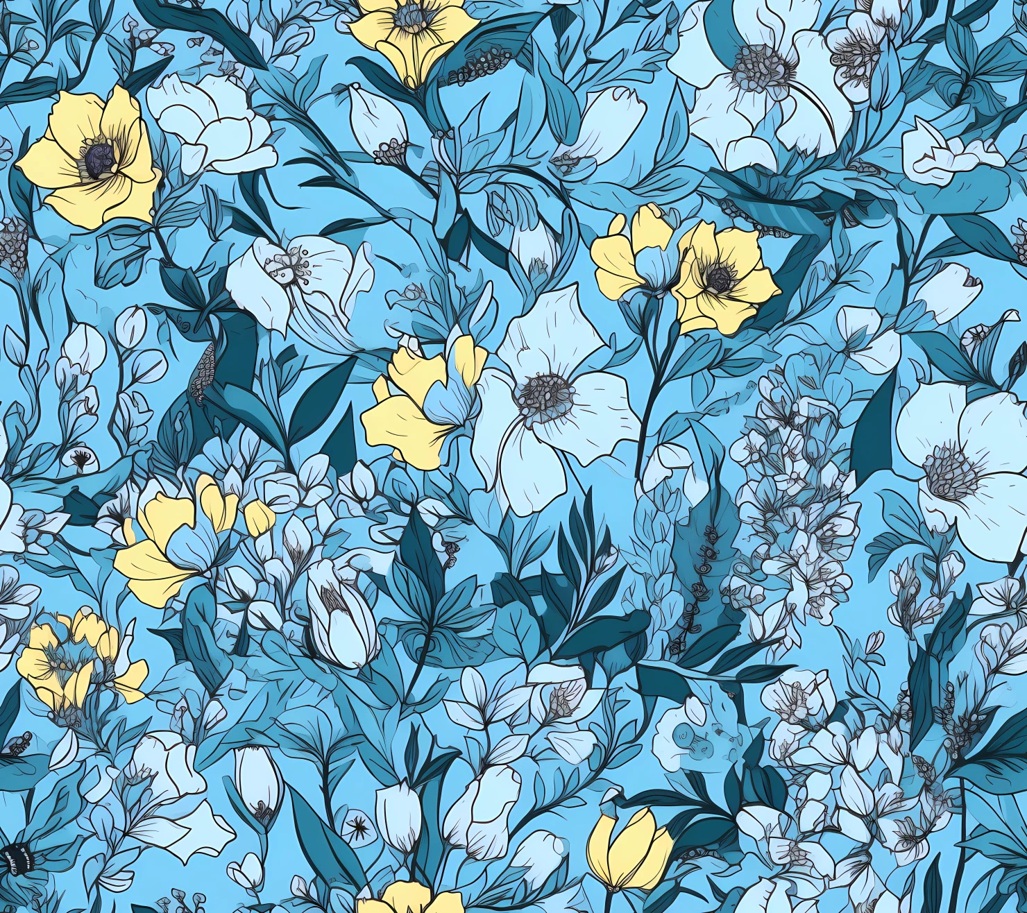 Blue flowers seamless pattern seamless pattern on a background #29240