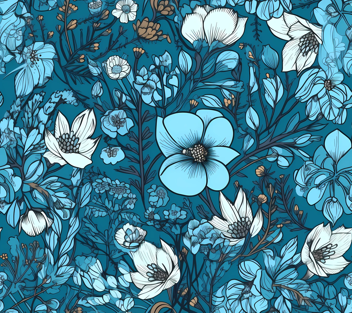 Blue flowers seamless pattern seamless pattern on a background #29248