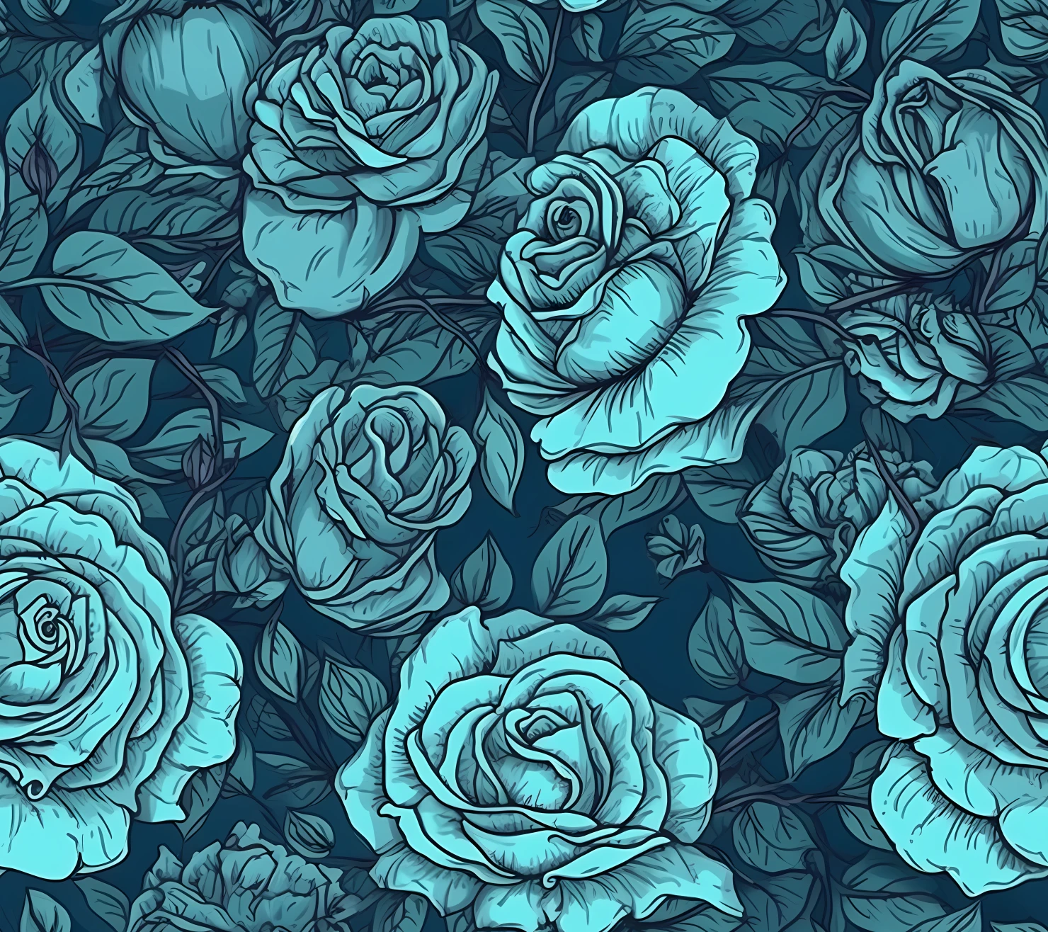 Blue rose seamless pattern on a background #29257