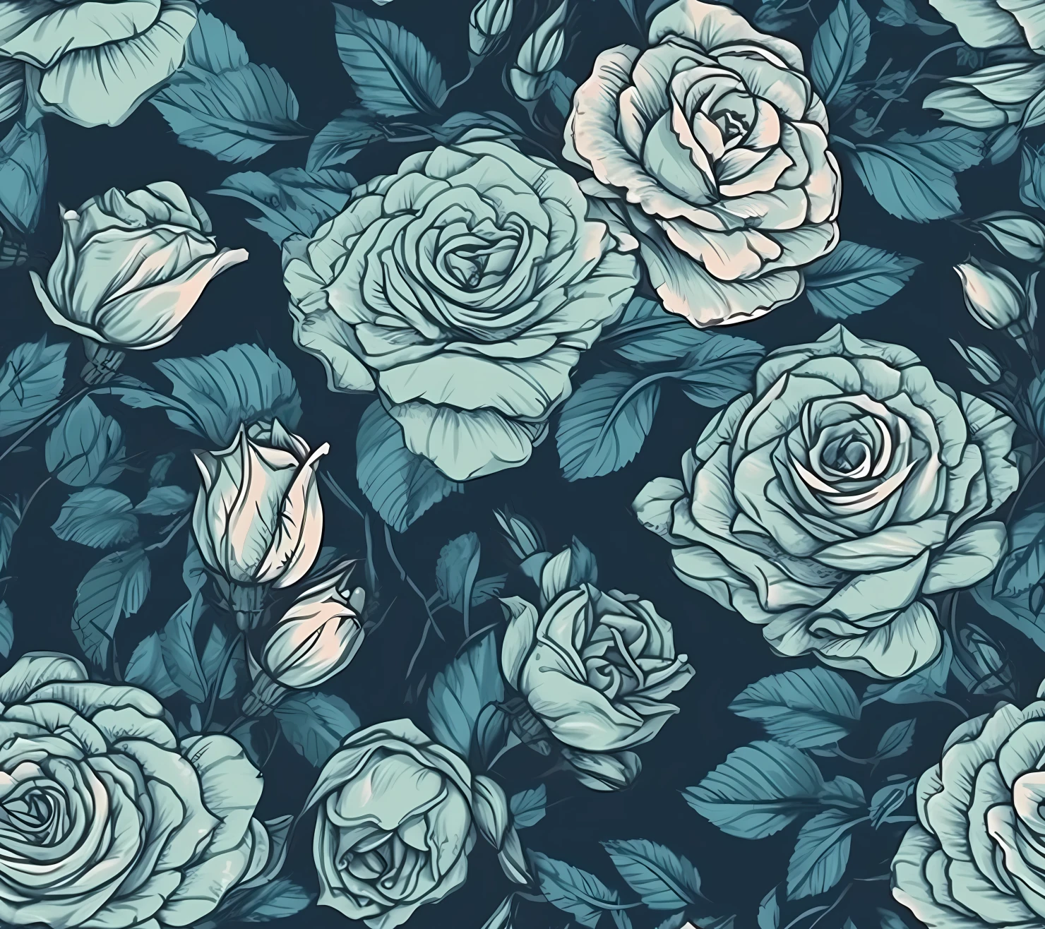 Blue rose seamless pattern on a background #29258