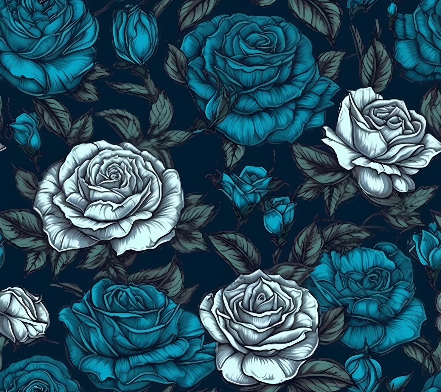 Blue rose seamless pattern on a background #29259