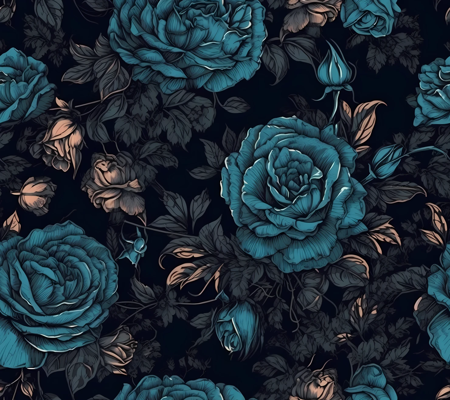 Blue rose seamless pattern on a background #29260