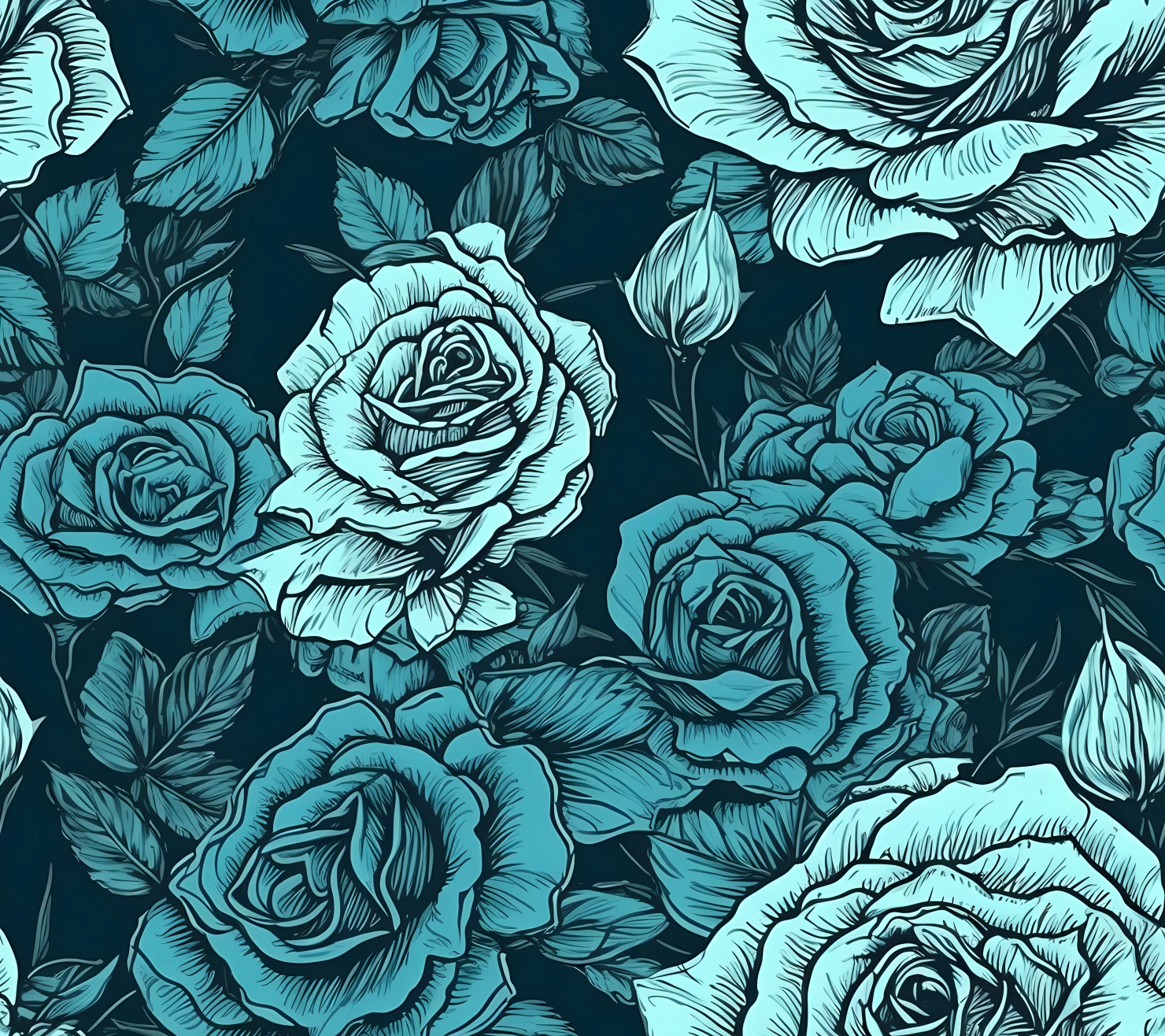 Blue rose seamless pattern on a background #29263
