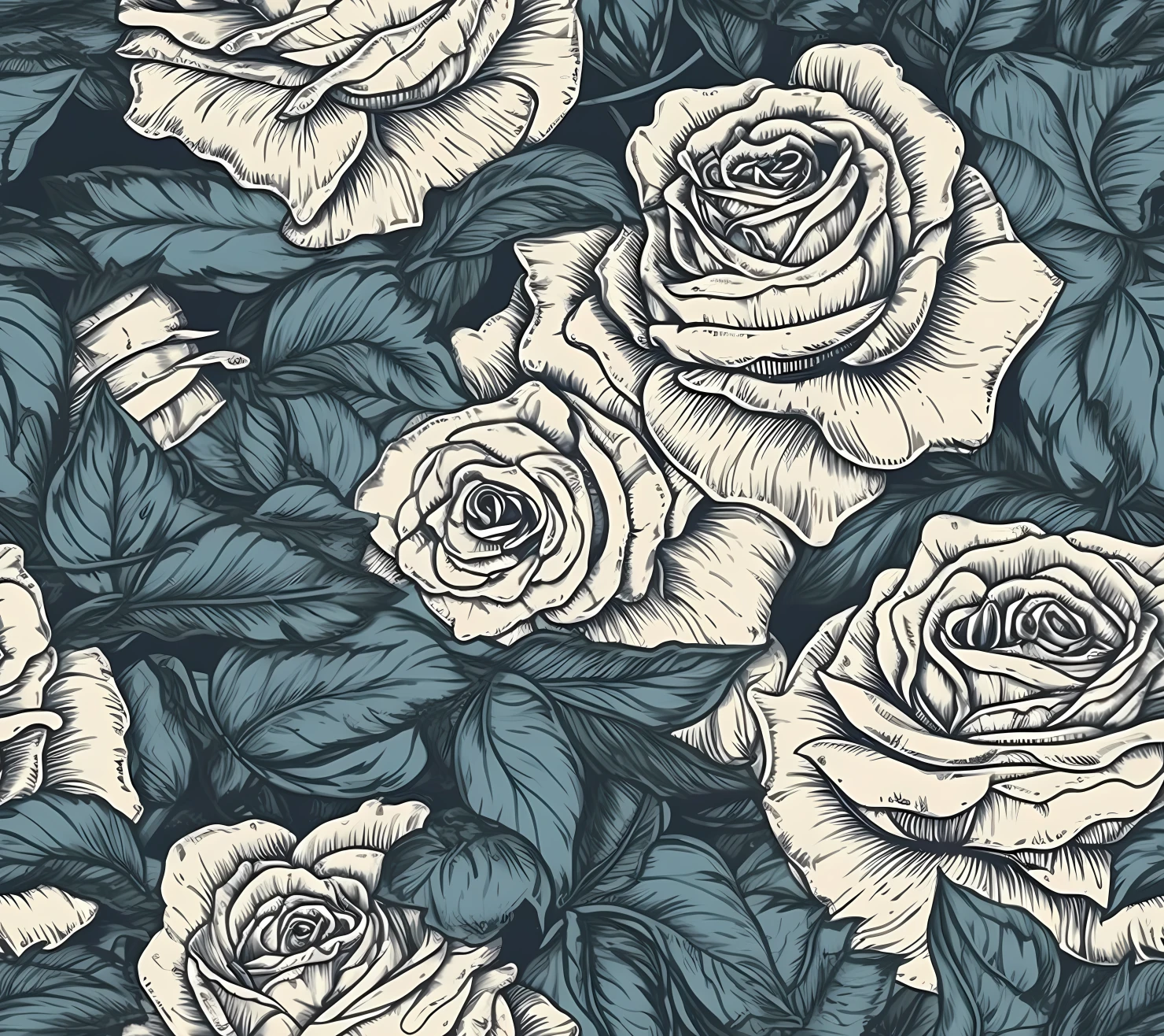 Blue rose seamless pattern on a background #29264