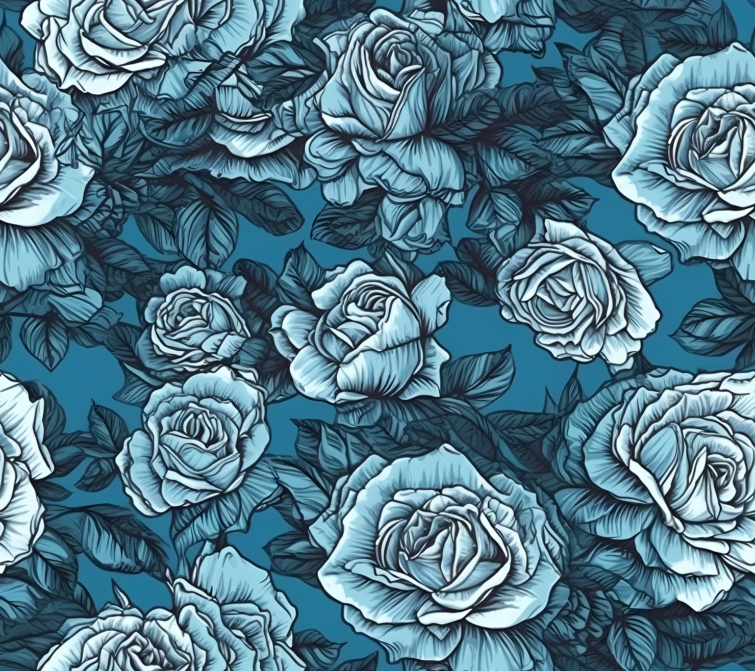 Blue rose seamless pattern on a background #29266