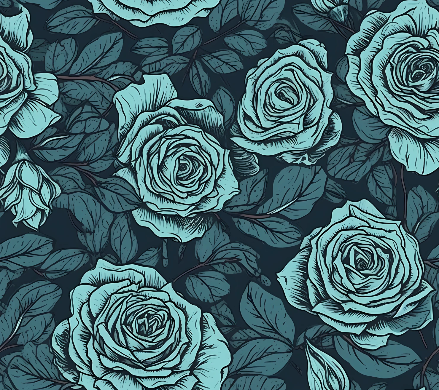 Blue rose seamless pattern on a background #29268