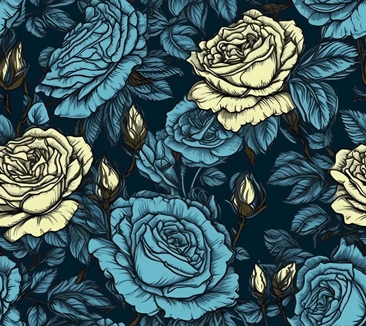 Blue rose seamless pattern on a background #29269