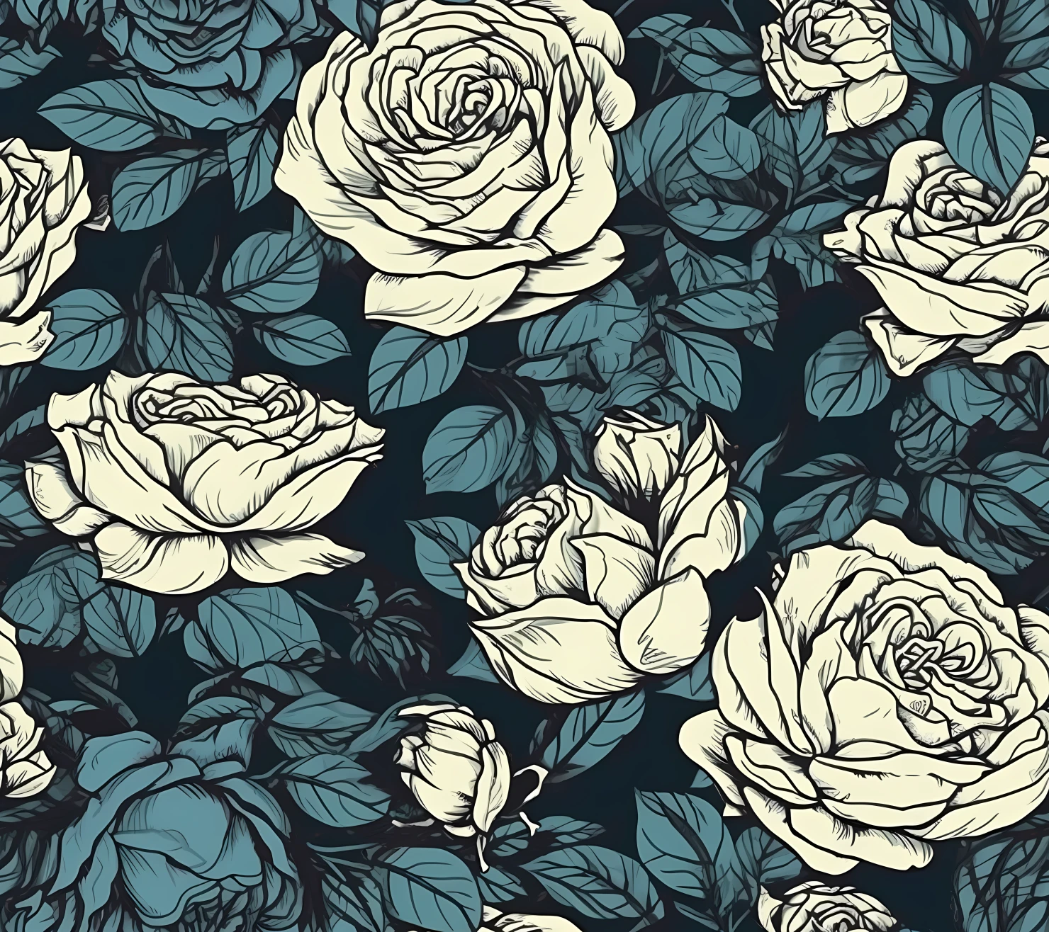Blue rose seamless pattern on a background #29271