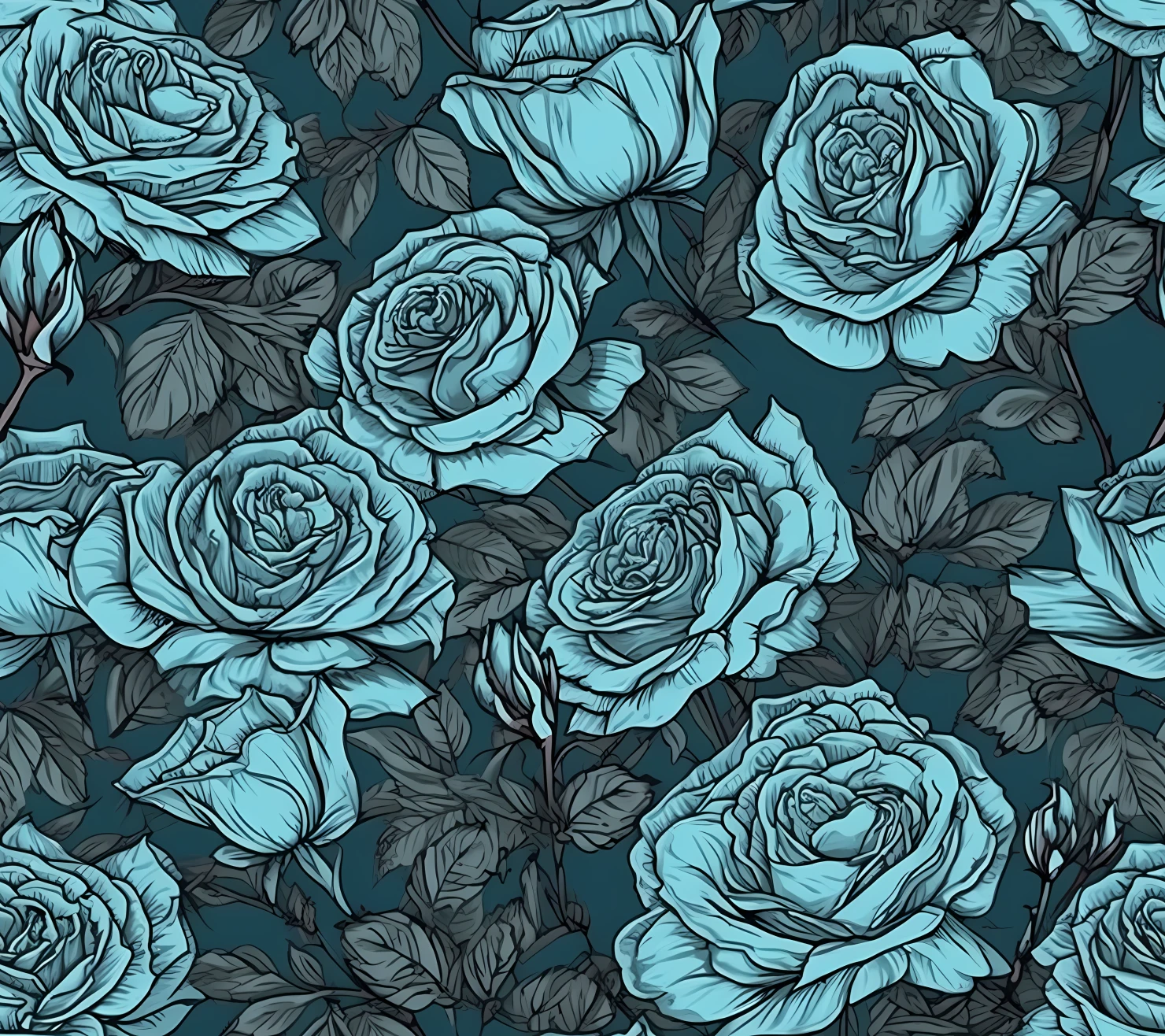 Blue rose seamless pattern on a background #29272