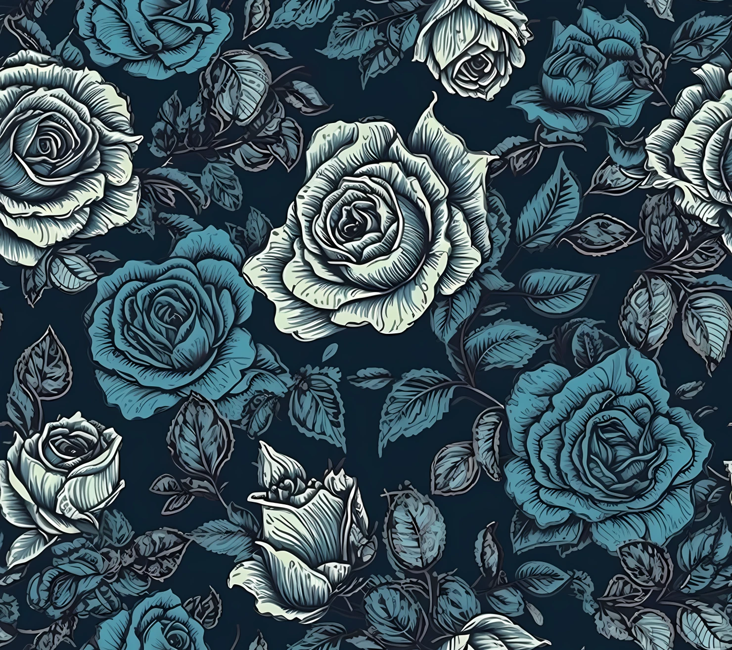 Blue rose seamless pattern on a background #29274