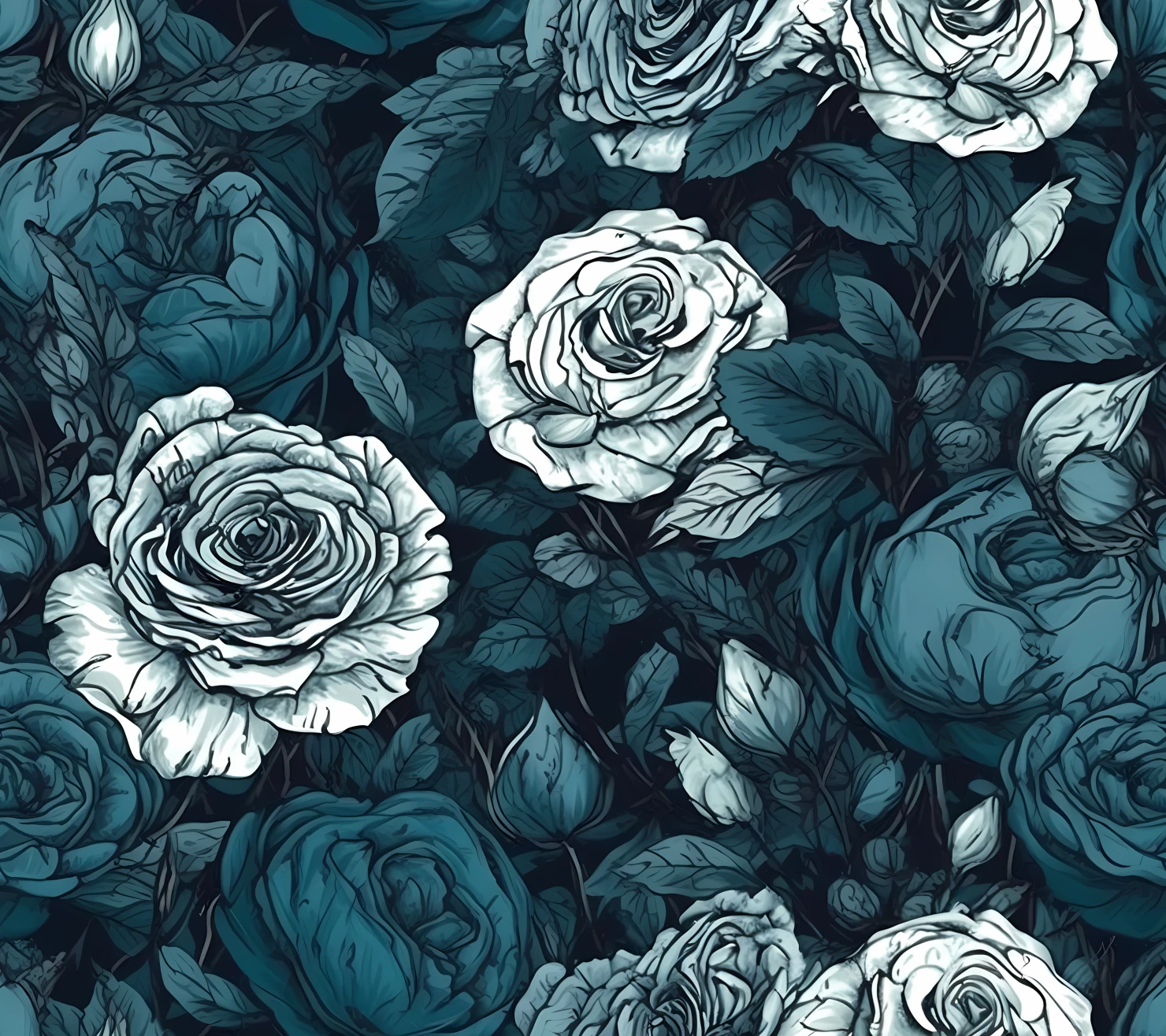 Blue rose seamless pattern on a background #29280