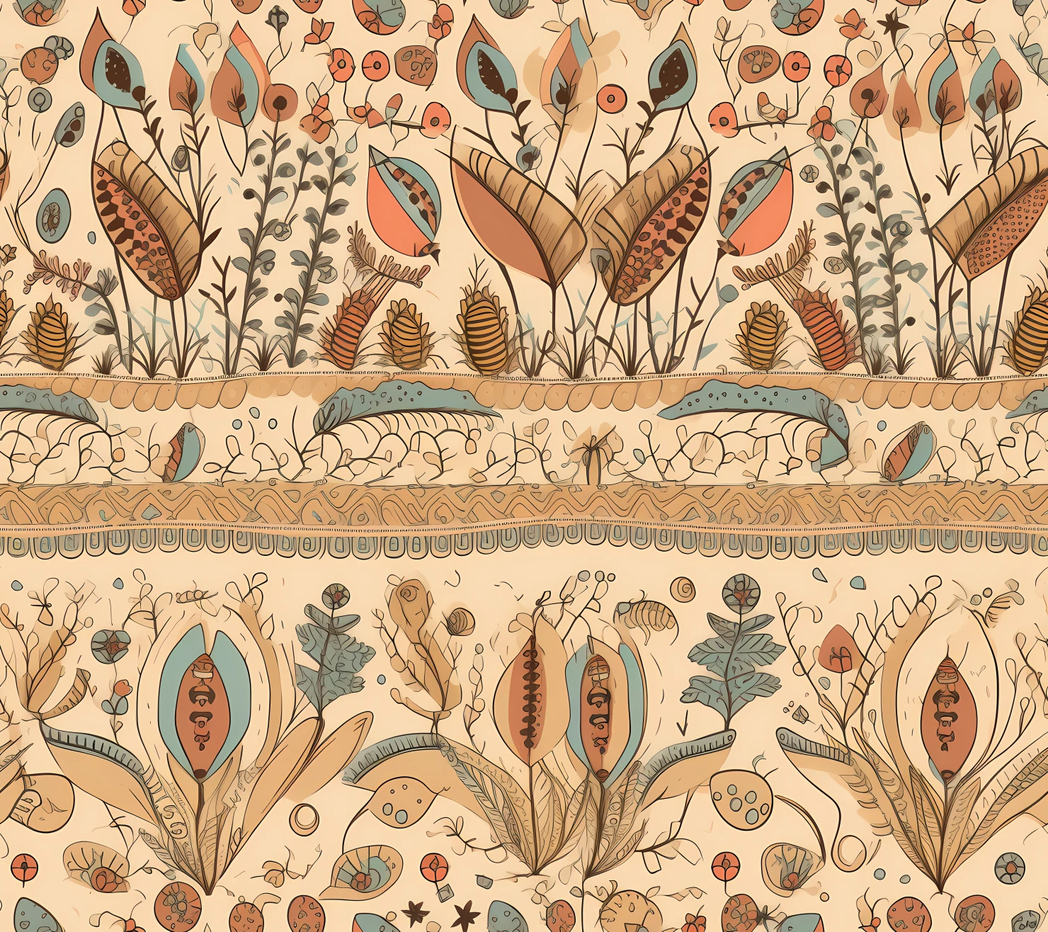 Neutral boho seamless pattern on a light color background #29281