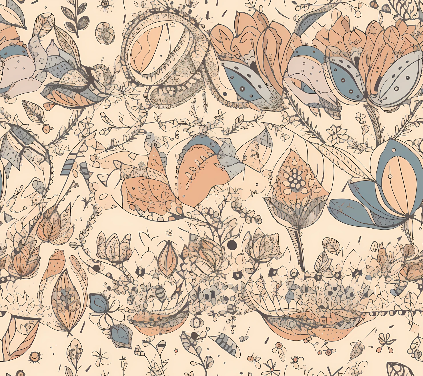Neutral boho seamless pattern on a light color background #29282