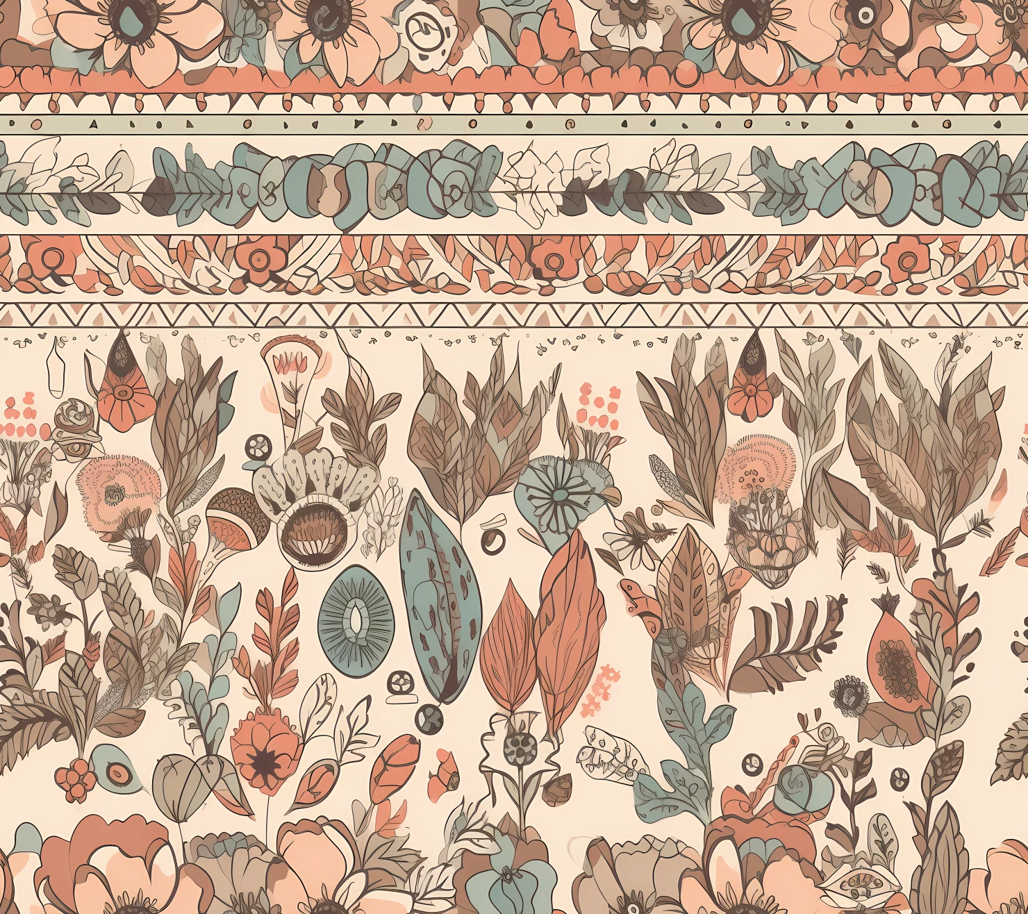 Neutral boho seamless pattern on a light color background #29283