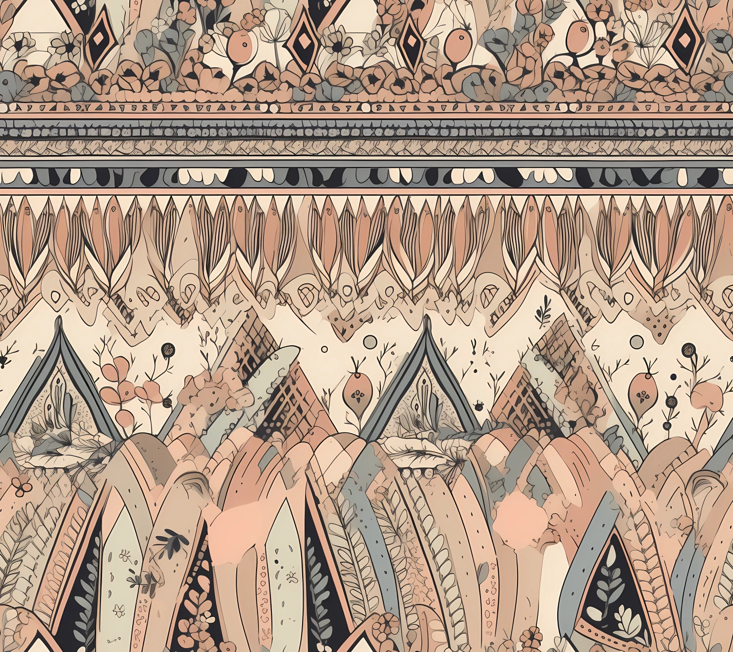Neutral boho seamless pattern on a light color background #29284