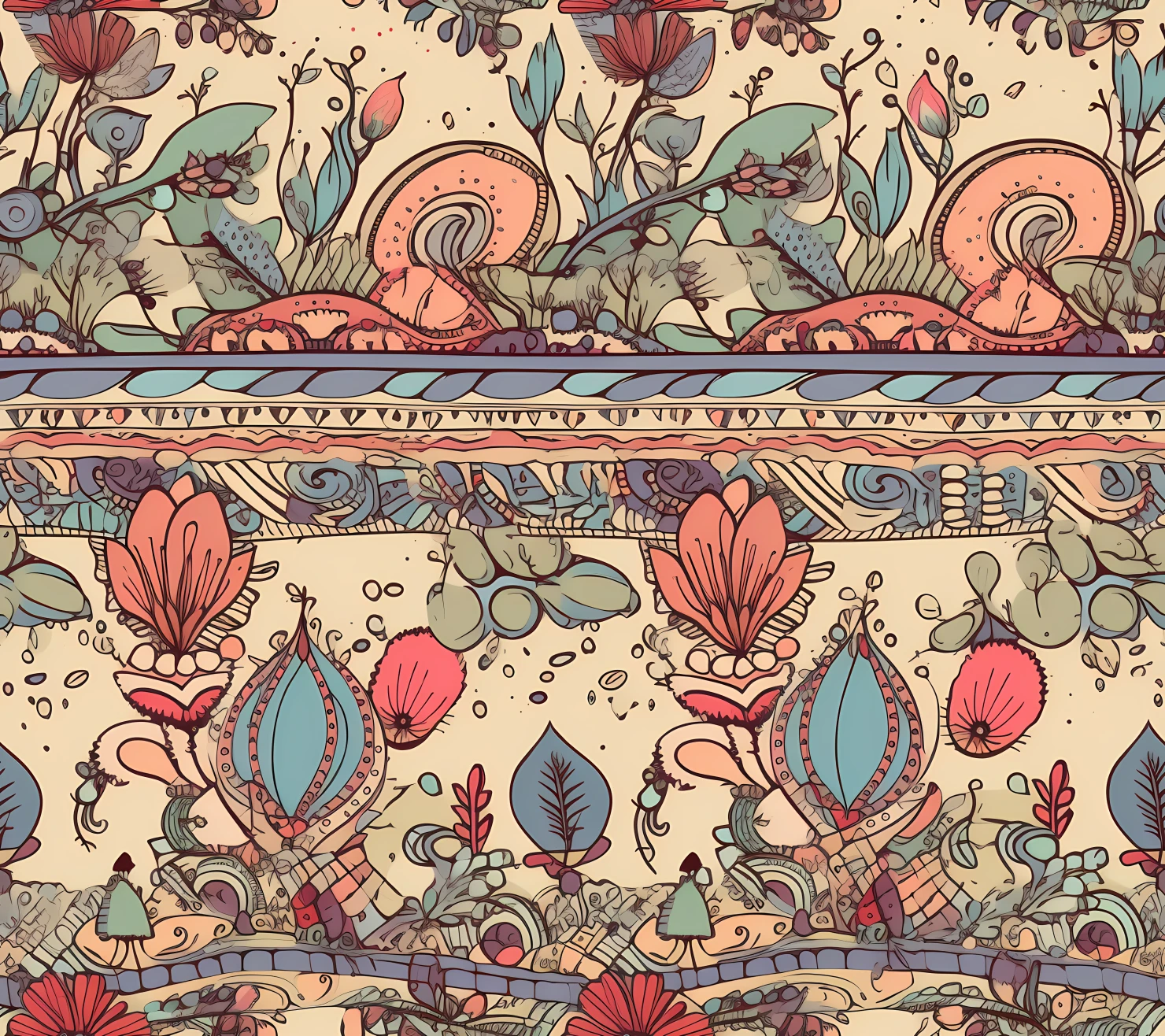 Boho seamless pattern on a light color background #29285