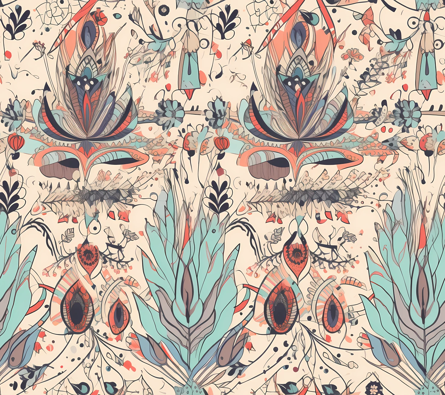 Boho seamless pattern on a light color background #29288