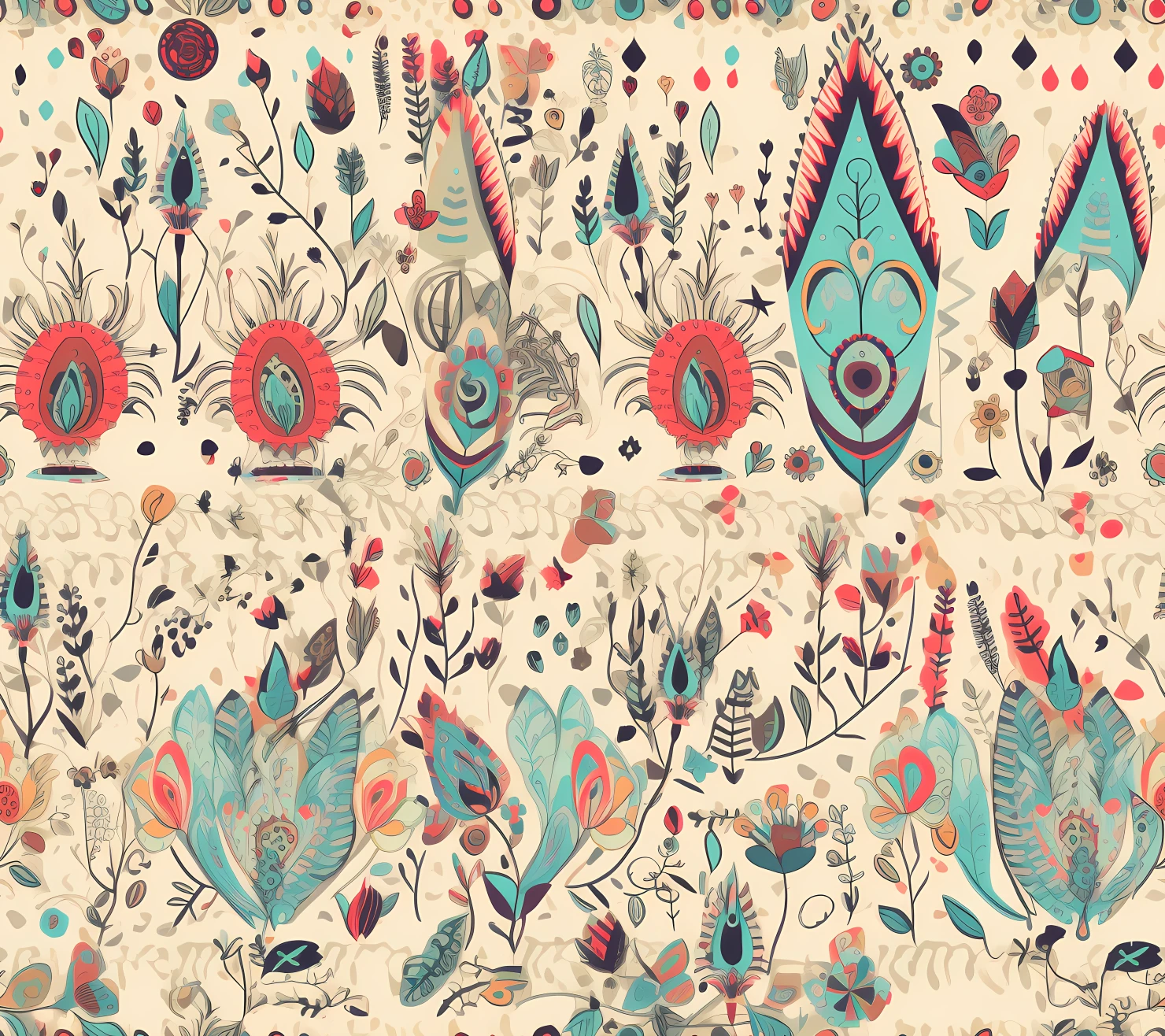 Boho seamless pattern on a light color background #29289