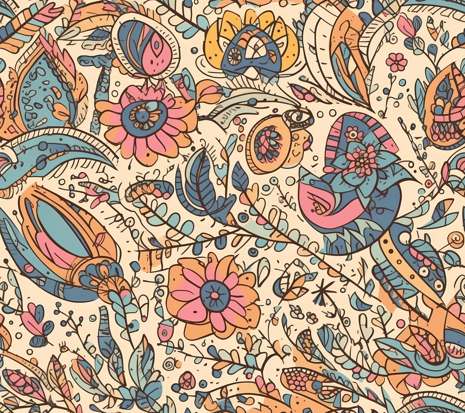 Boho seamless pattern on a light color background #29291