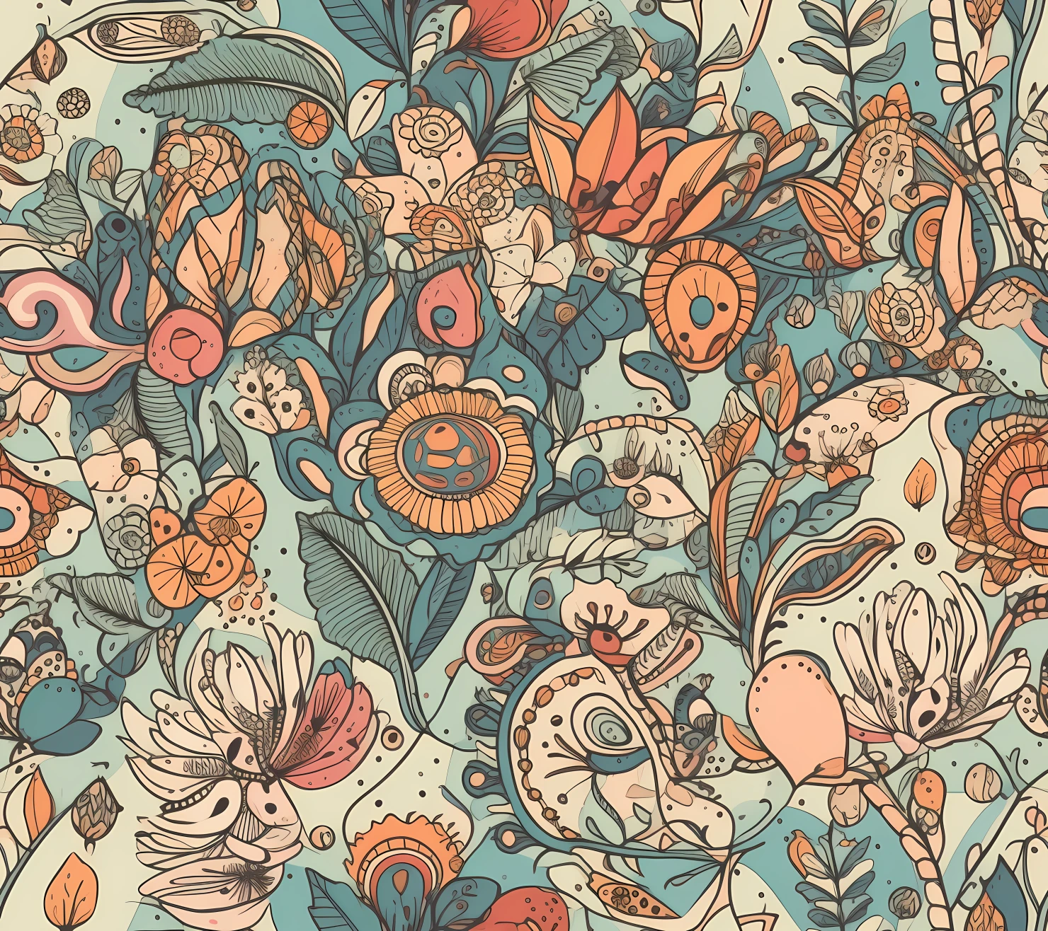 Boho seamless pattern on a light color background #29294