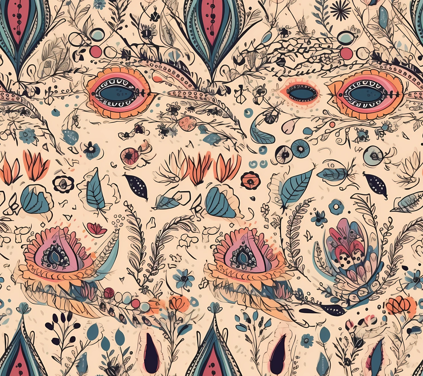Boho seamless pattern on a light color background #29297