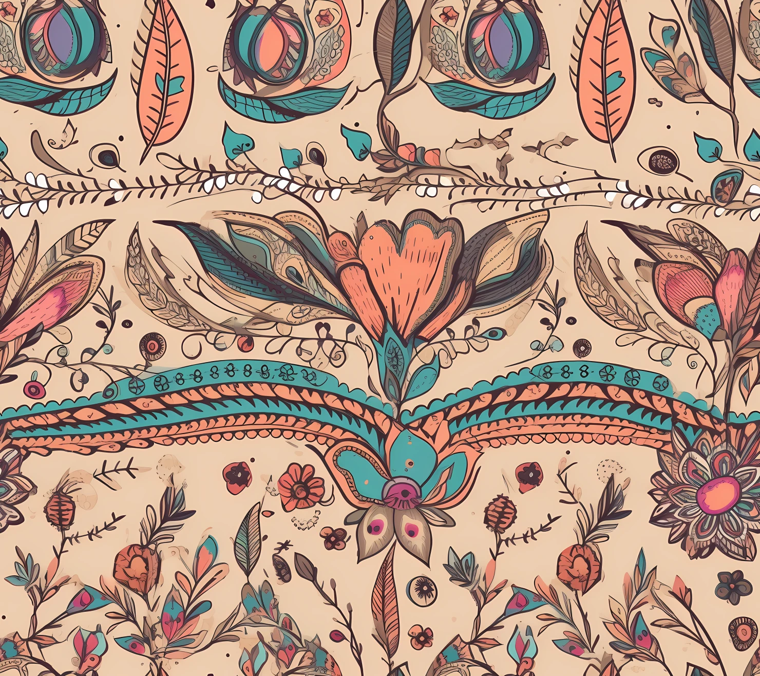 Boho seamless pattern on a light color background #29302
