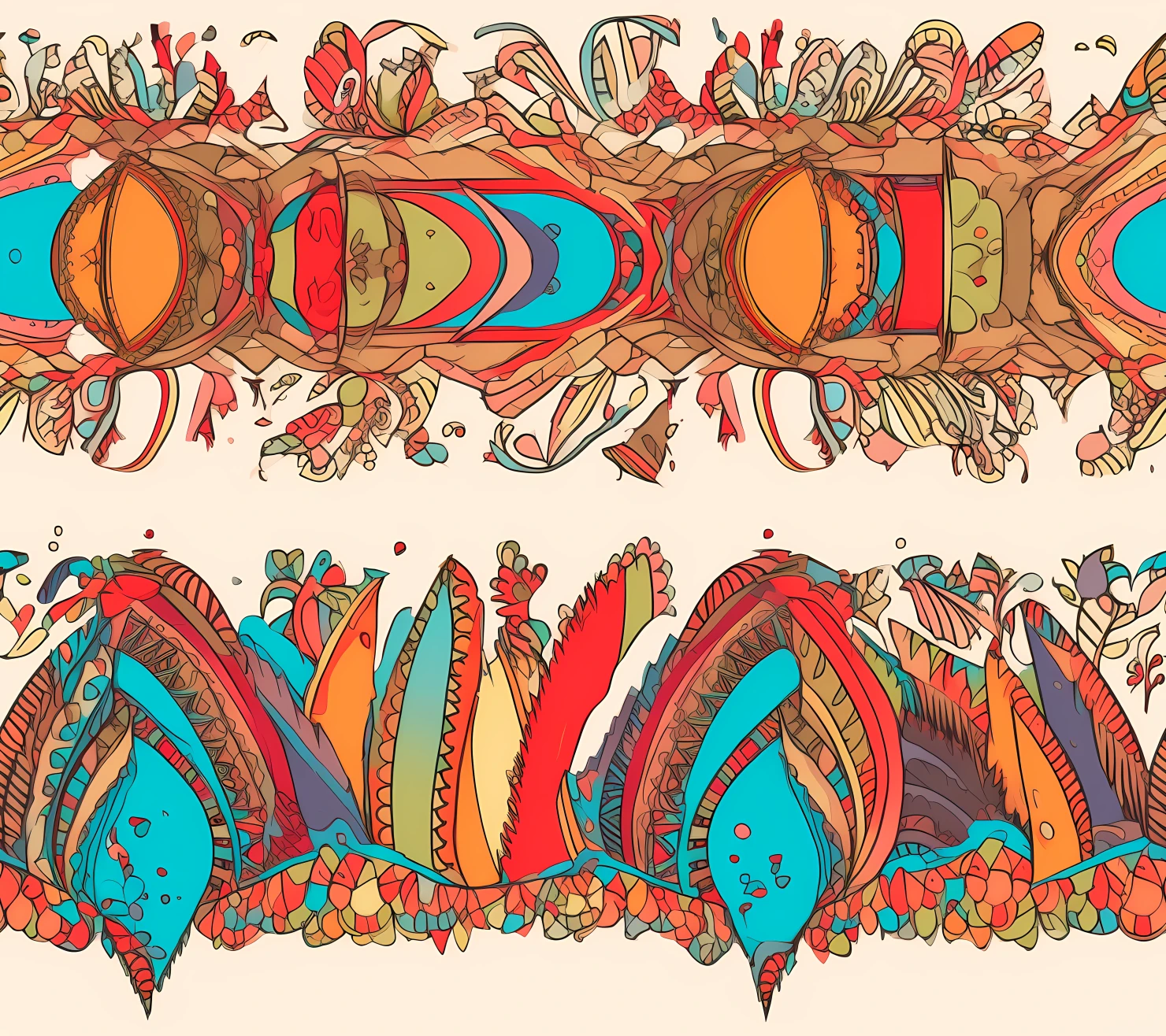 Clear lines boho seamless pattern on a light color background #29306