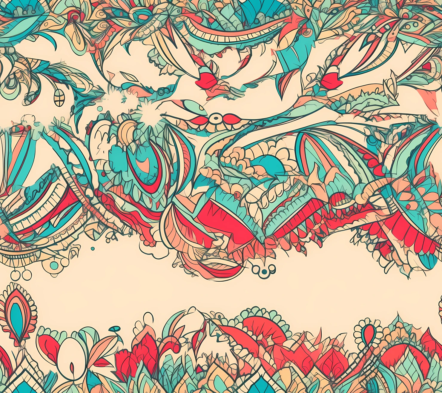 Clear lines boho seamless pattern on a light color background #29308