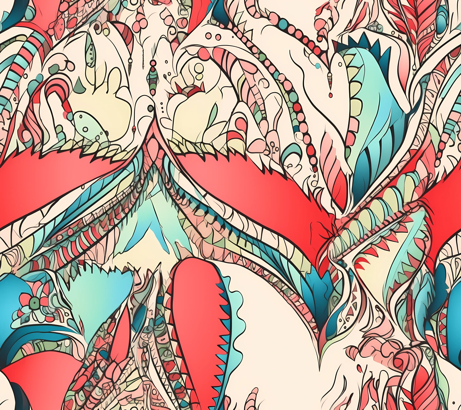 Clear lines boho seamless pattern on a light color background #29310