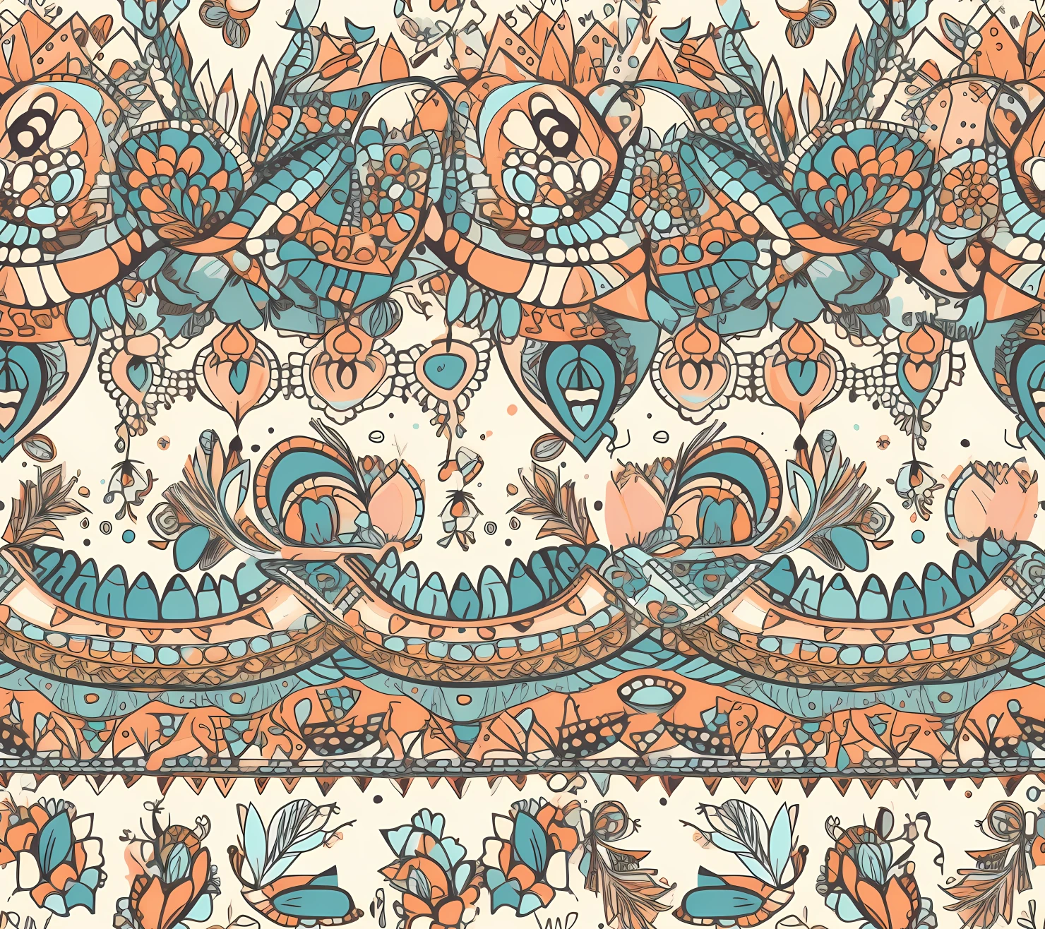 Boho seamless pattern on a light color background #29311