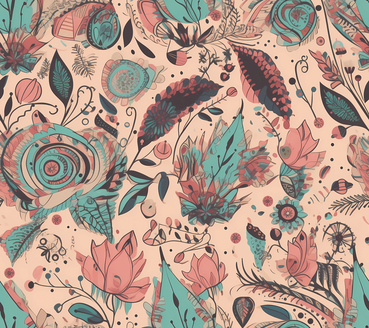Boho seamless pattern on a light color background #29314