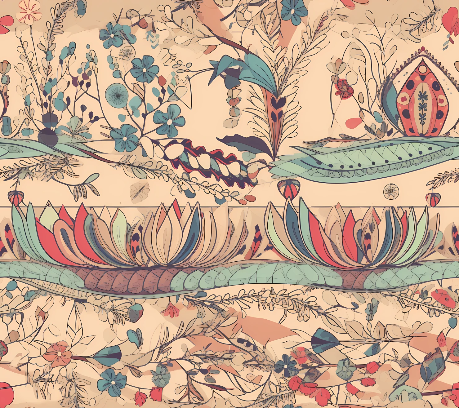 Boho seamless pattern on a light color background #29315