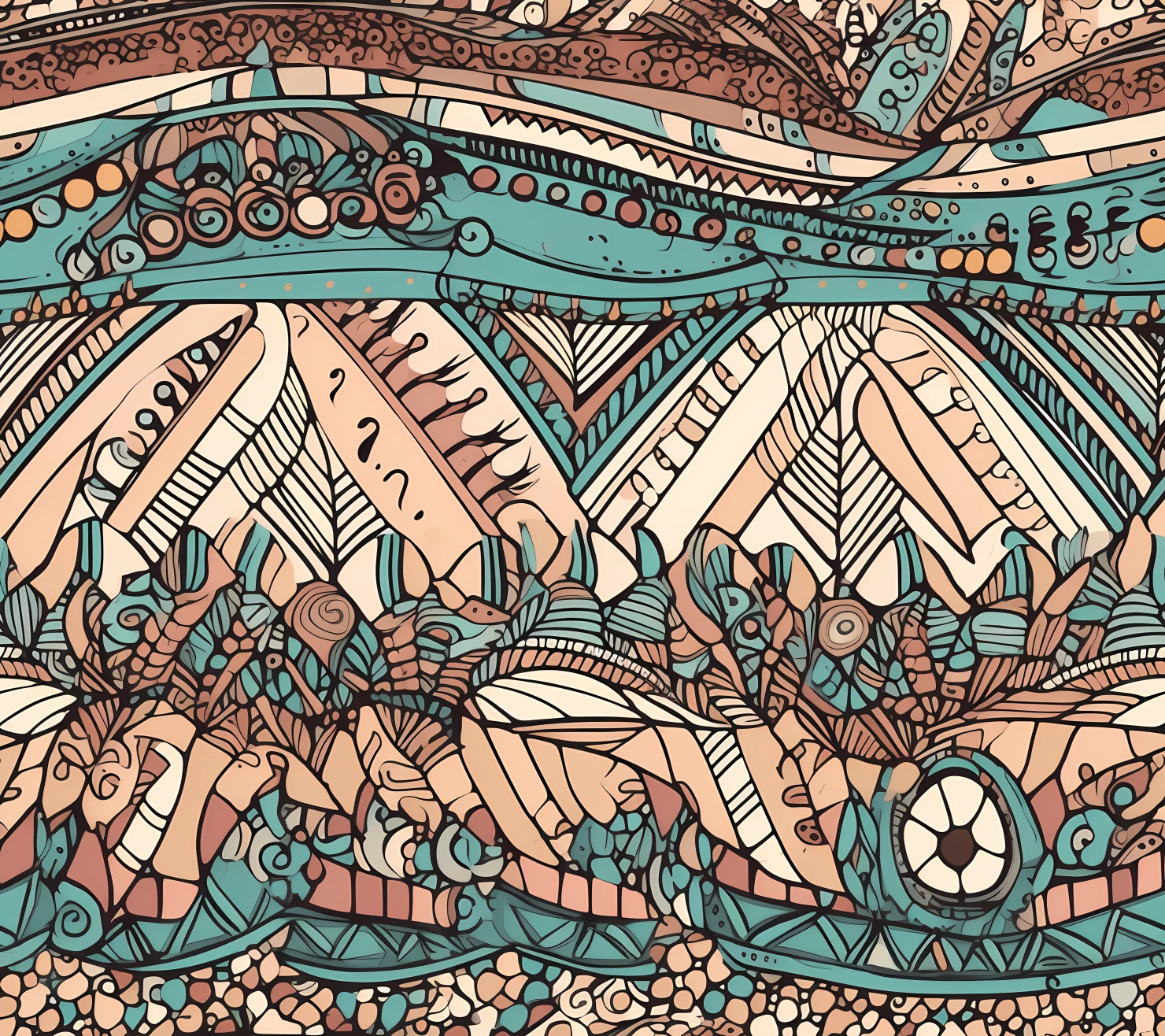 Lines boho seamless pattern on a light color background #29325