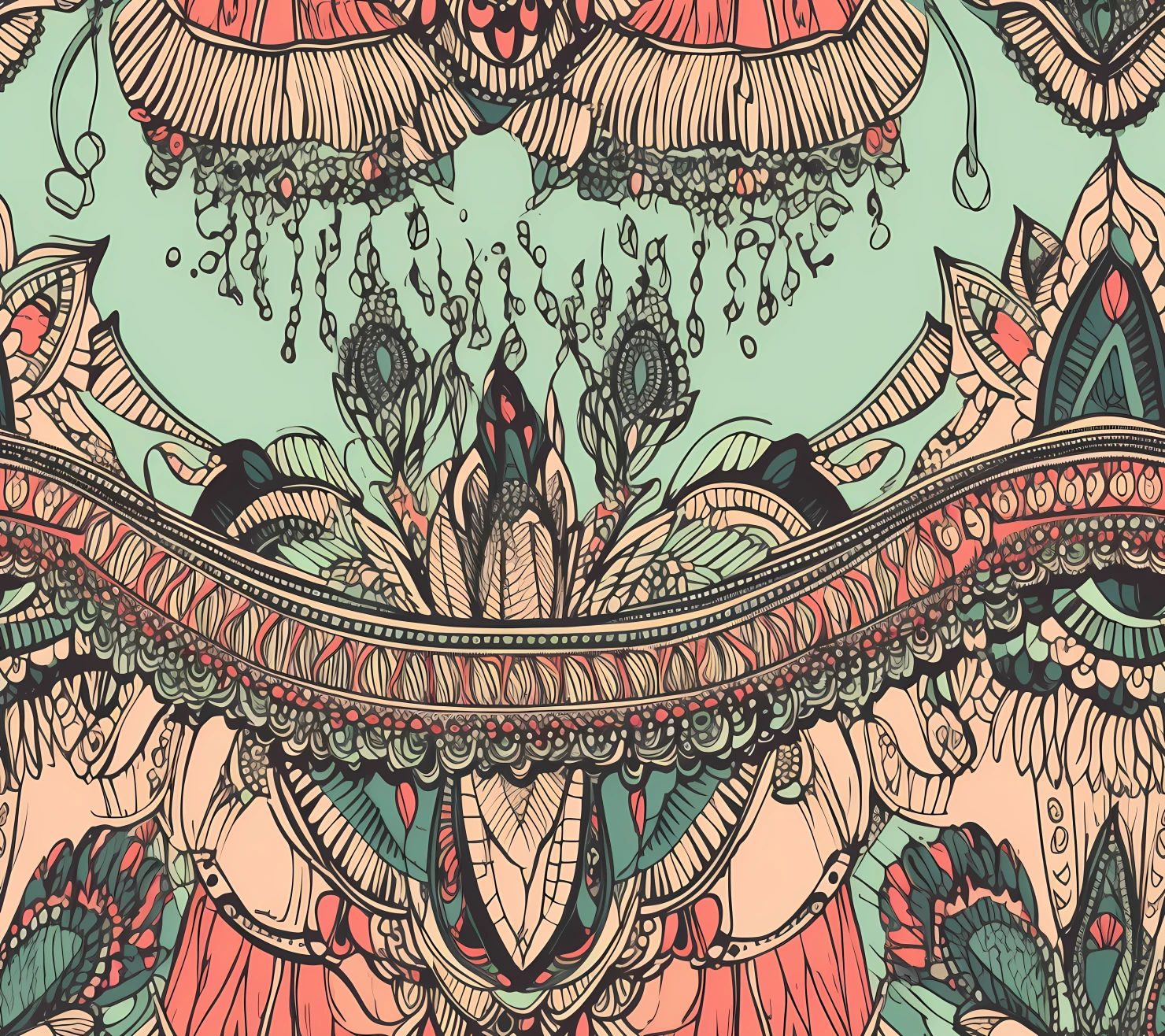 Lines boho seamless pattern on a light color background #29326