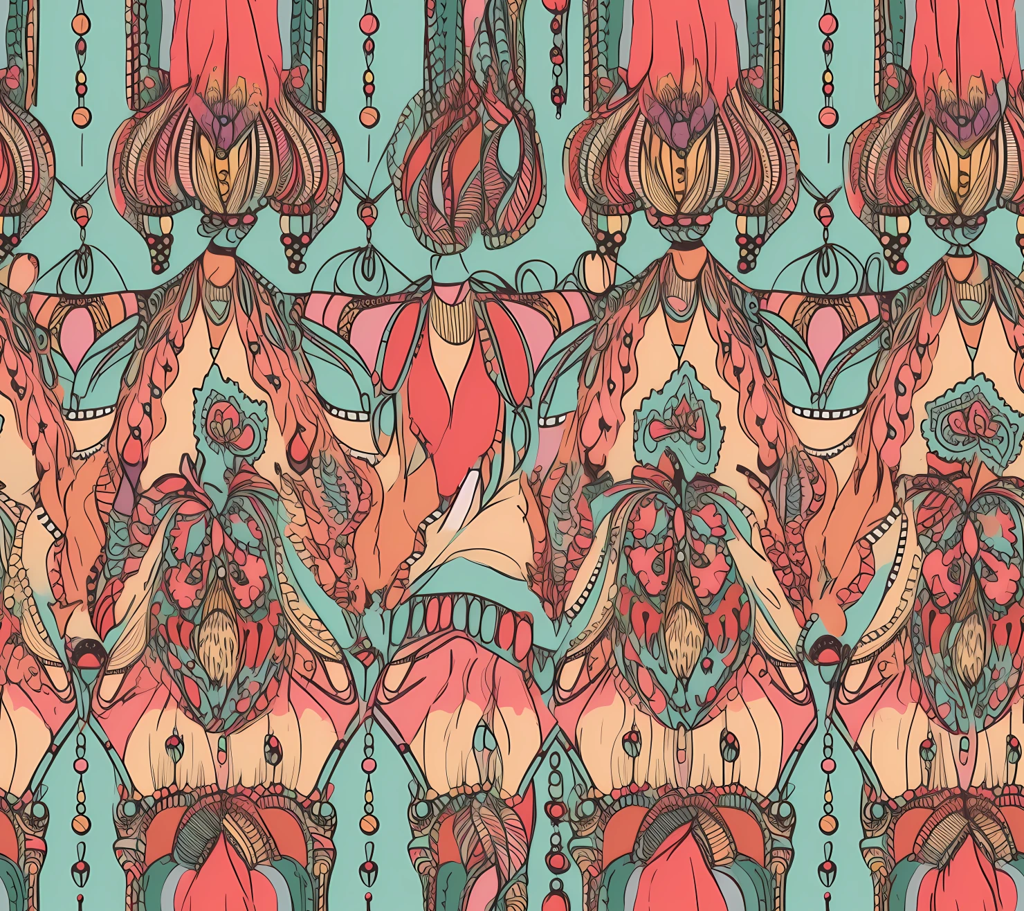Lines boho seamless pattern on a light color background #29327