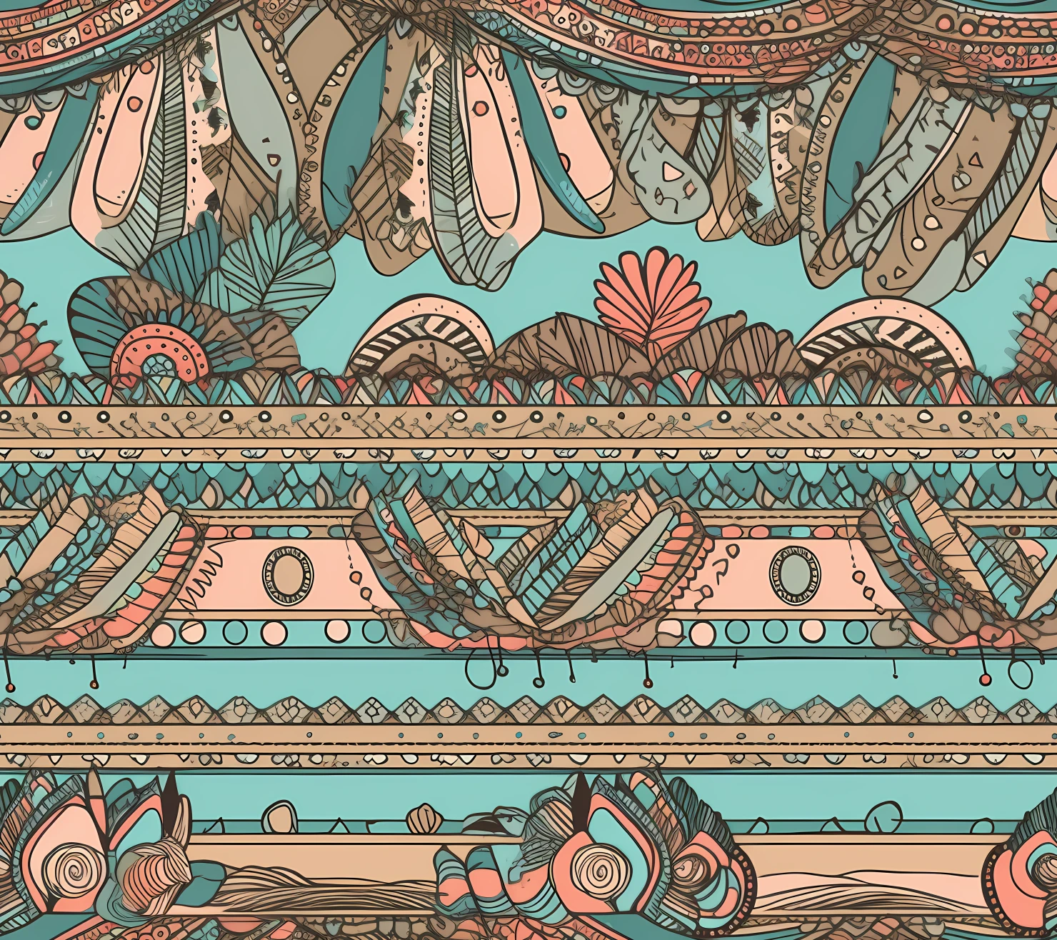 Lines boho seamless pattern on a light color background #29328