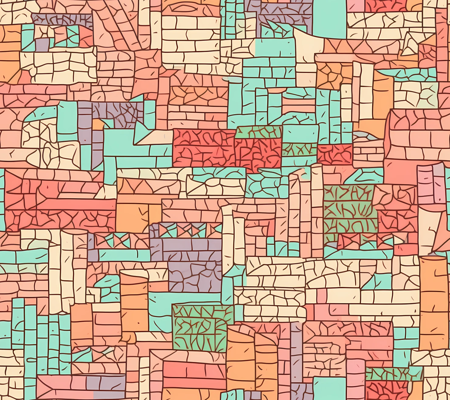 Bricks doodle seamless pattern on a light color background #29330