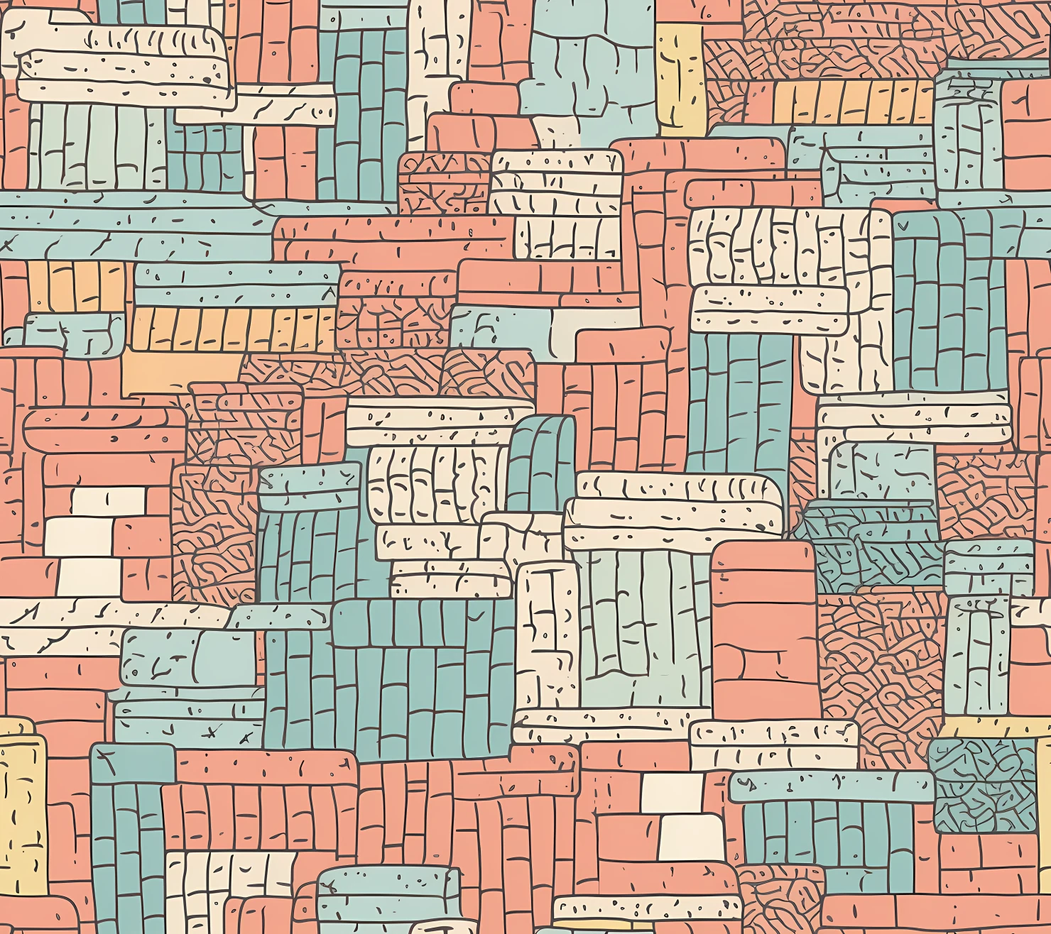 Bricks doodle seamless pattern on a light color background #29336