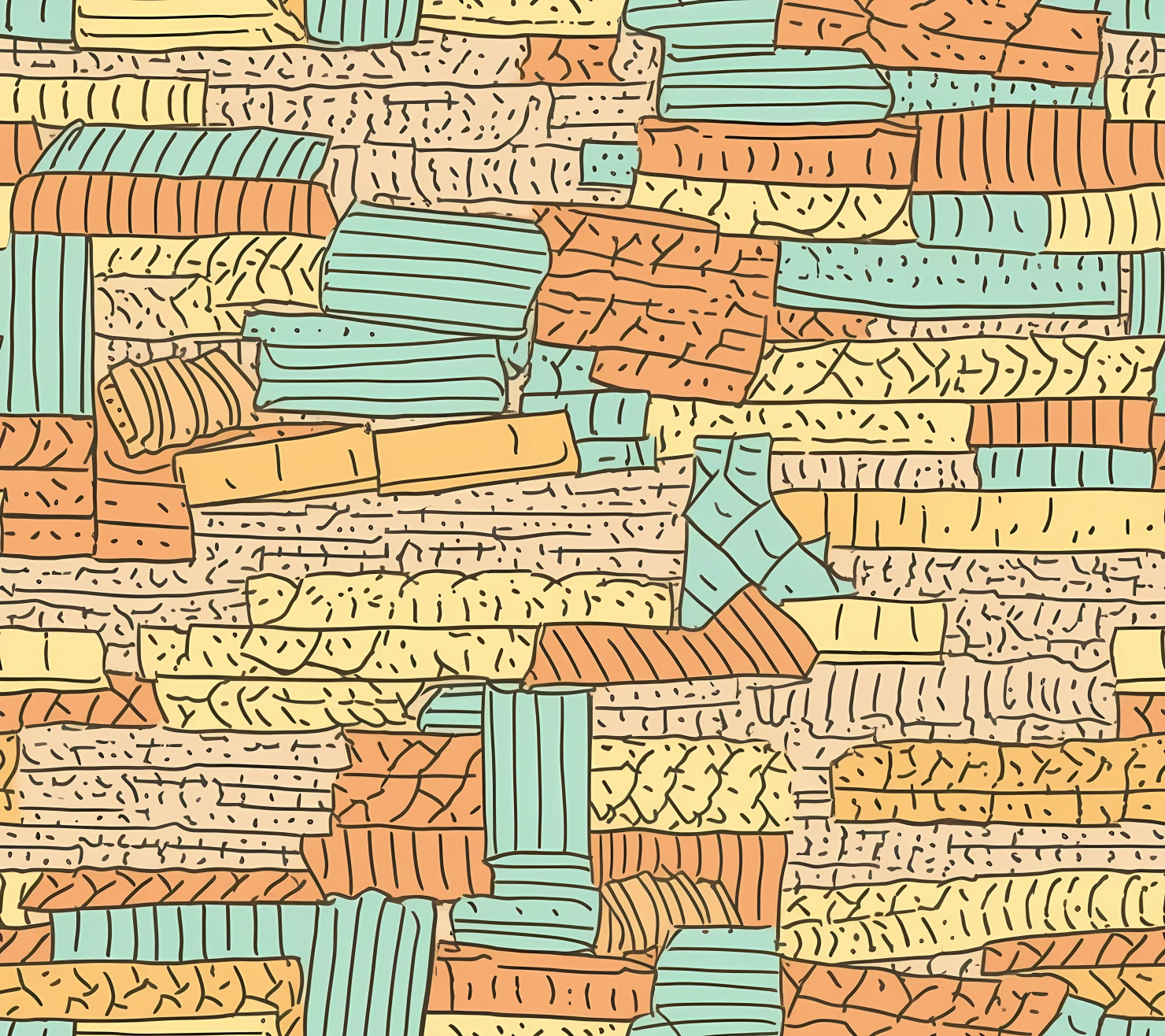Bricks doodle seamless pattern on a light color background #29339