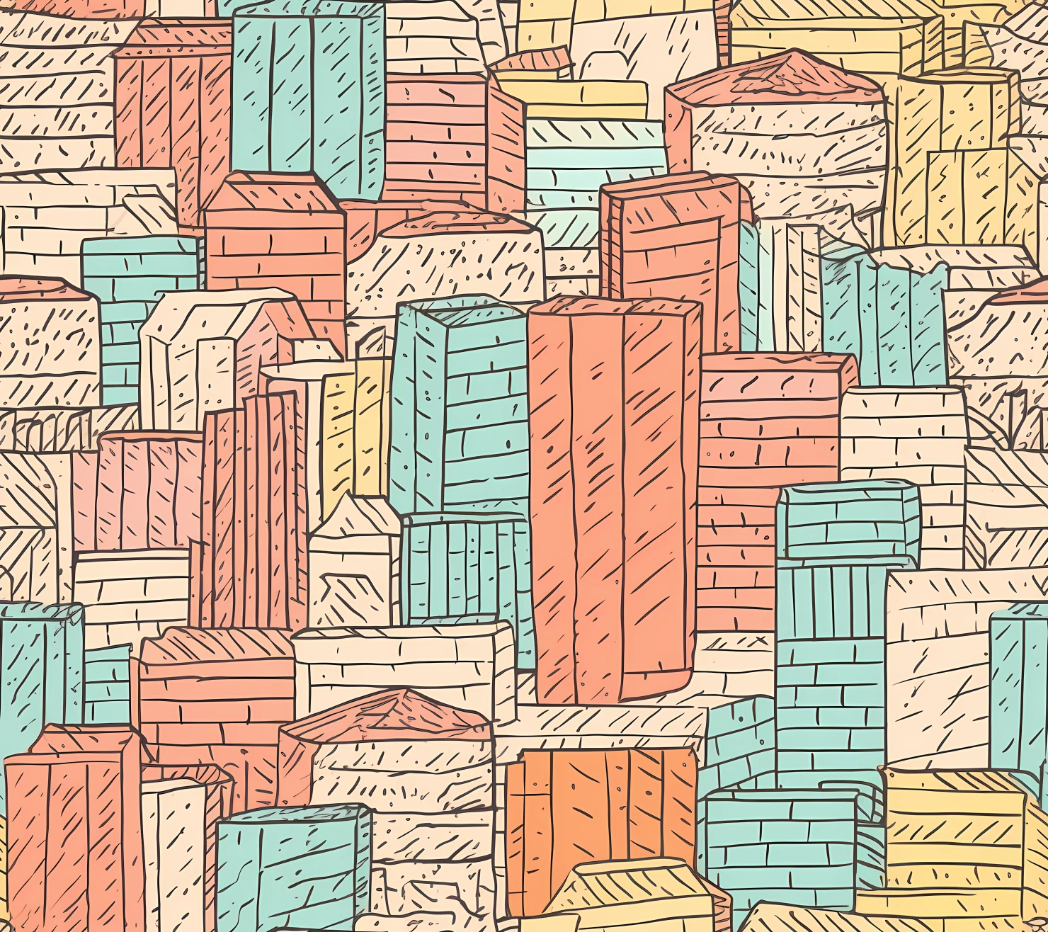 Bricks doodle seamless pattern on a light color background #29343