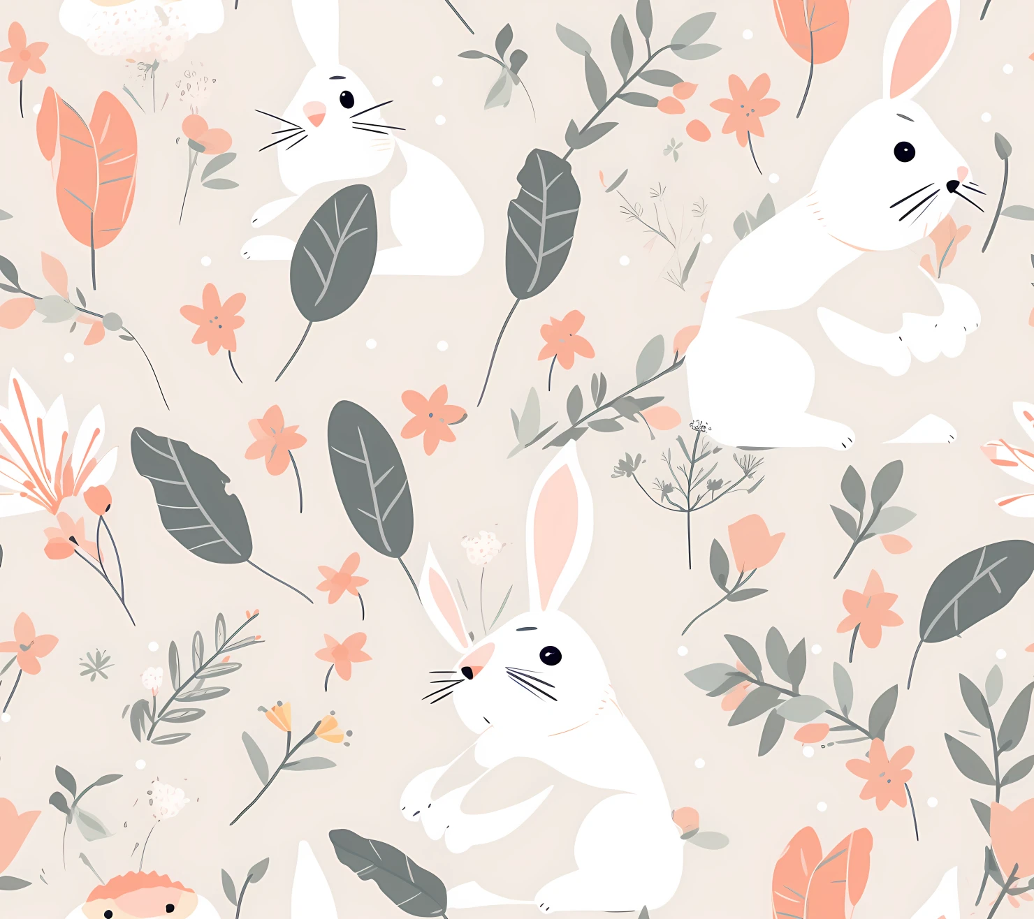 Bunny seamless pattern on a light color background #29350