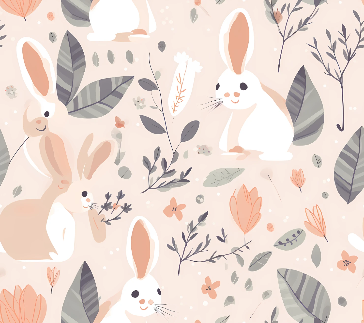 Bunny seamless pattern on a light color background #29356